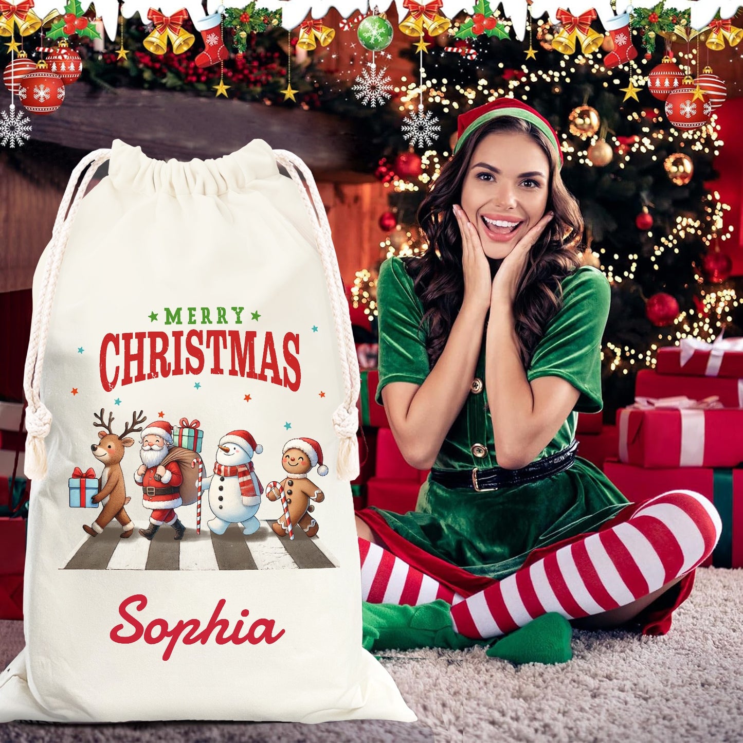 alphabet Christmas Gift Bag Personalized Christmas Wrapping Gift Bags