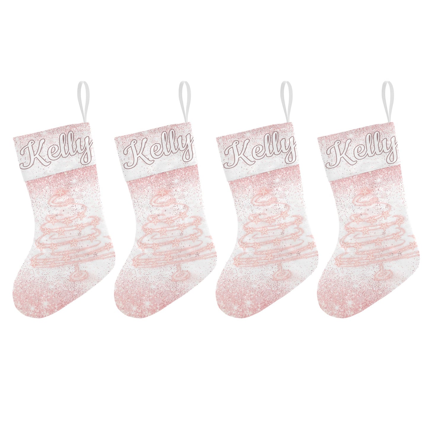 Snowflake Tree Christmas Stocking Custom Name Santa Socks Gift