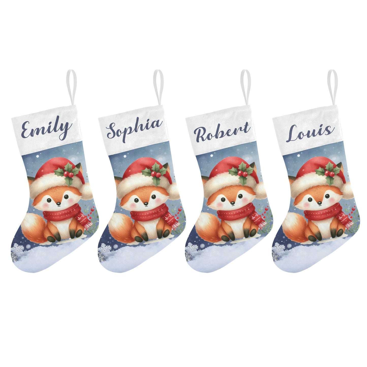 Cute Fox Christmas Stocking Custom Name Christmas Socks Gift