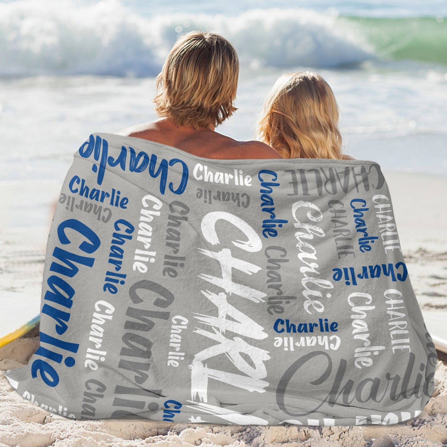 Grey Flannel Blanket Custom Name Blanket Gift for Men Women