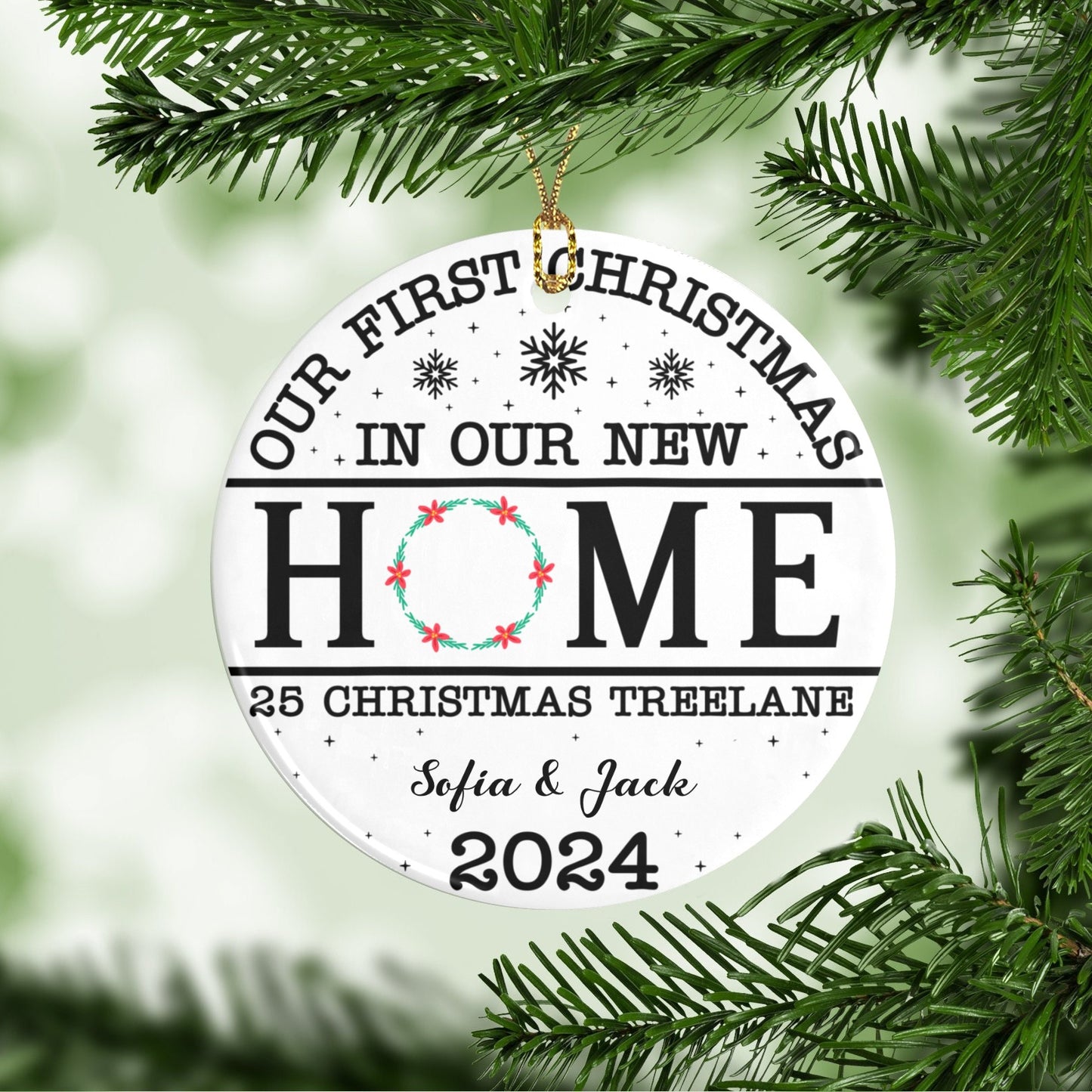 New Home Christmas Ornaments Custom Name Santa Gift