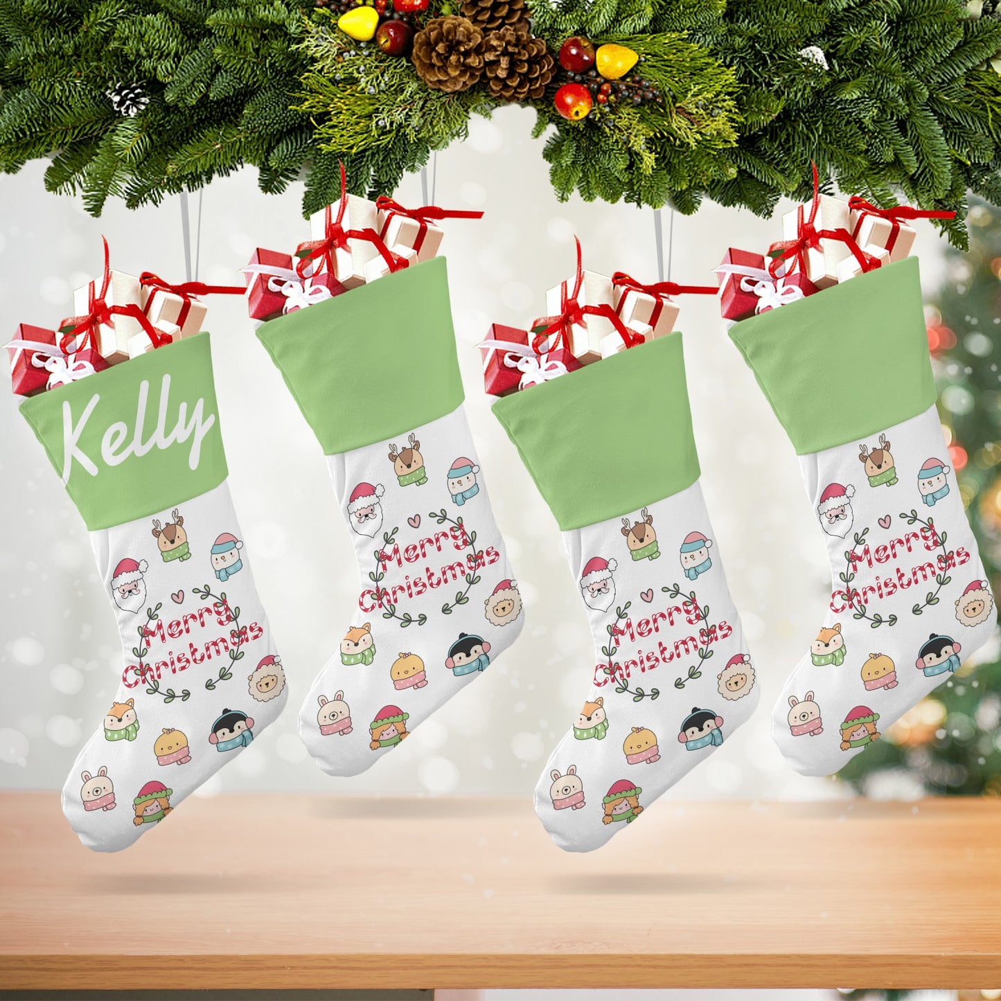 Animal Christmas Stocking Custom Name Santa Socks Gift