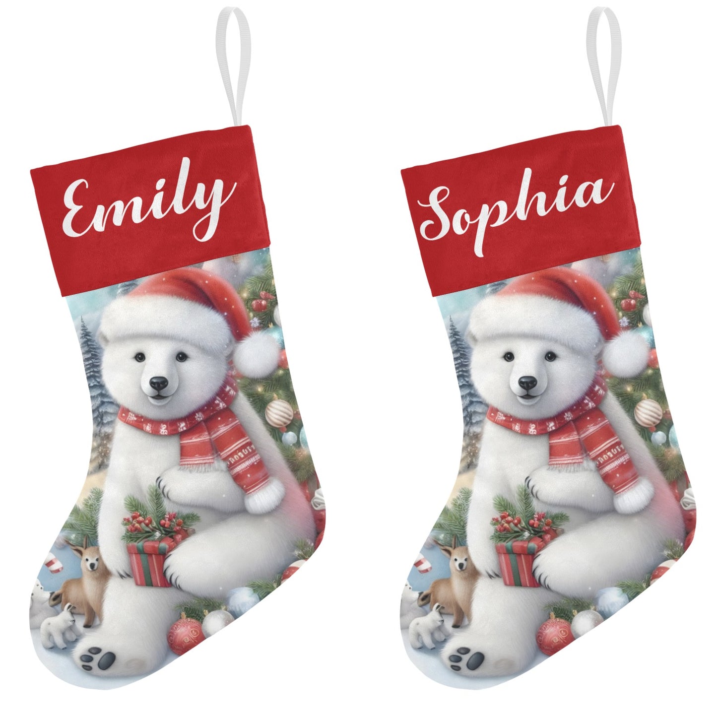 Bear Christmas Stocking Custom Name Christmas Socks Gift