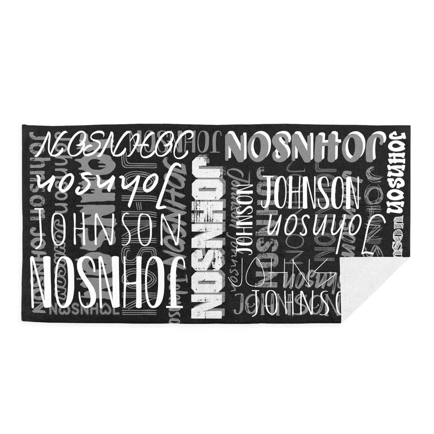 Black Beach Towel Custom Cotton/Poly Blend Pool Towel - Blue - Personalize with Your Name - Standard Size