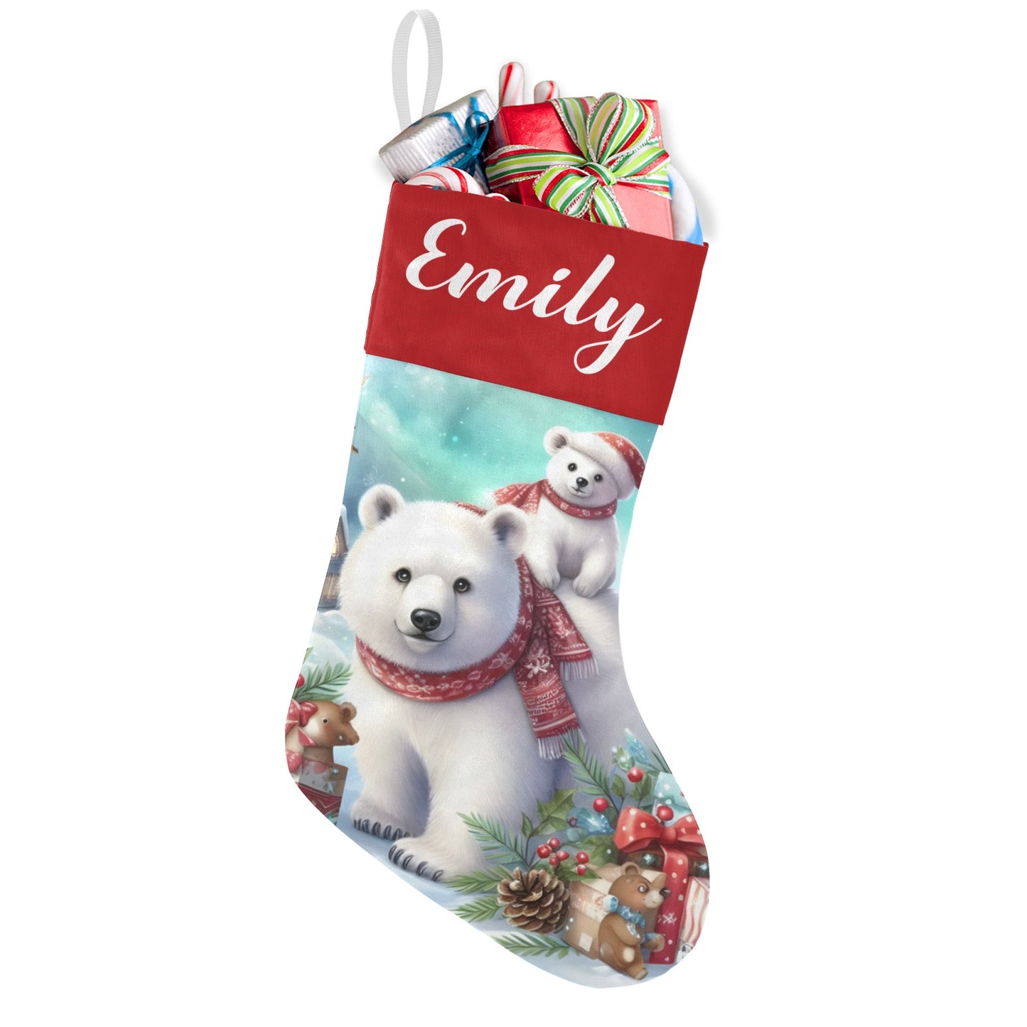 Bear Christmas Stocking Custom Name Christmas Socks Gift