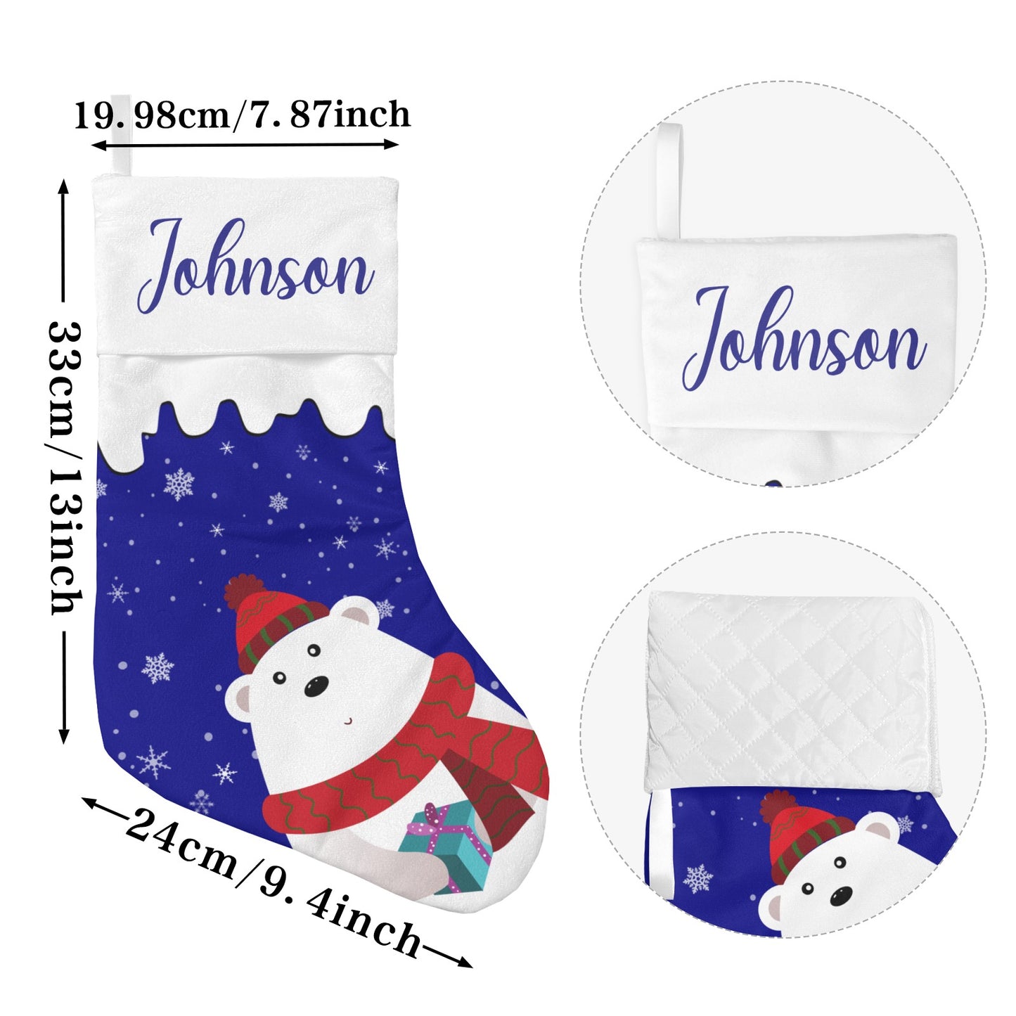 Christmas Bear Christmas Stocking Custom Name Christmas Socks Gift