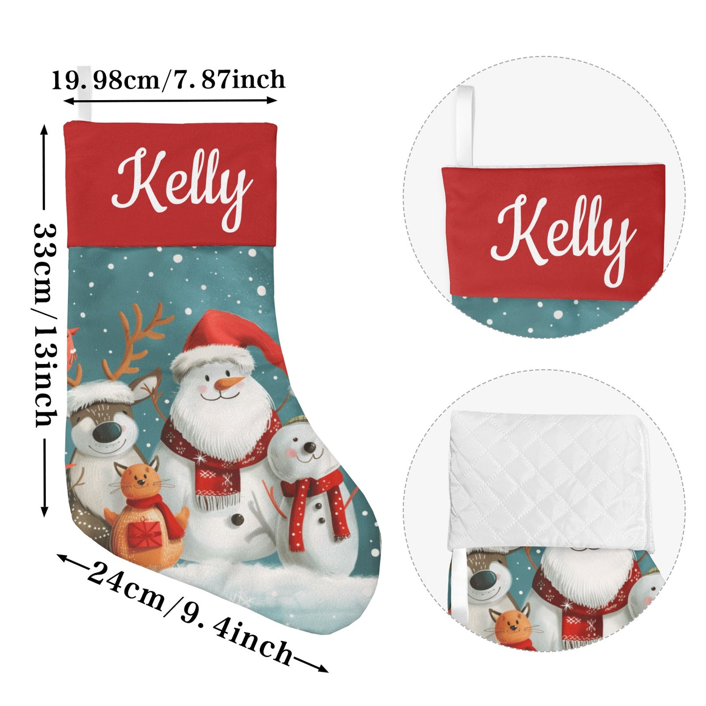 Snowman Christmas Stocking Custom Name Santa Socks Gift