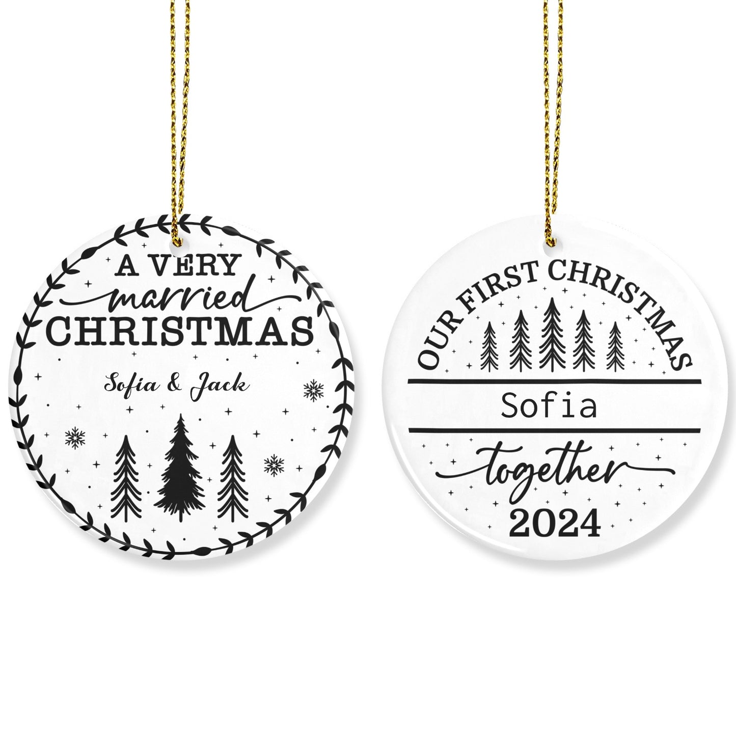 Married Christmas Christmas Ornaments Custom Name Santa Gift