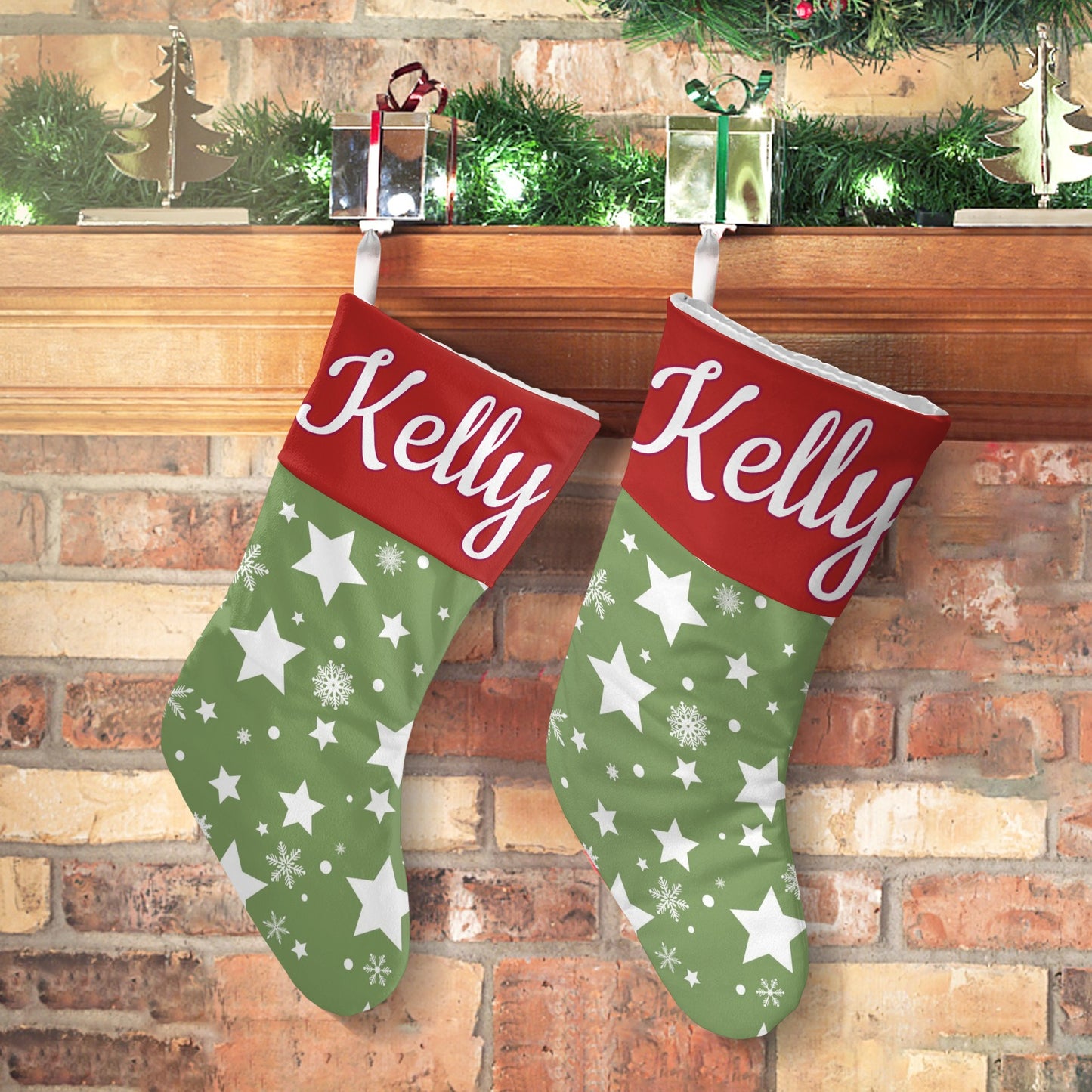 Car snowflakes Christmas Stocking Custom Name Santa Socks Gift