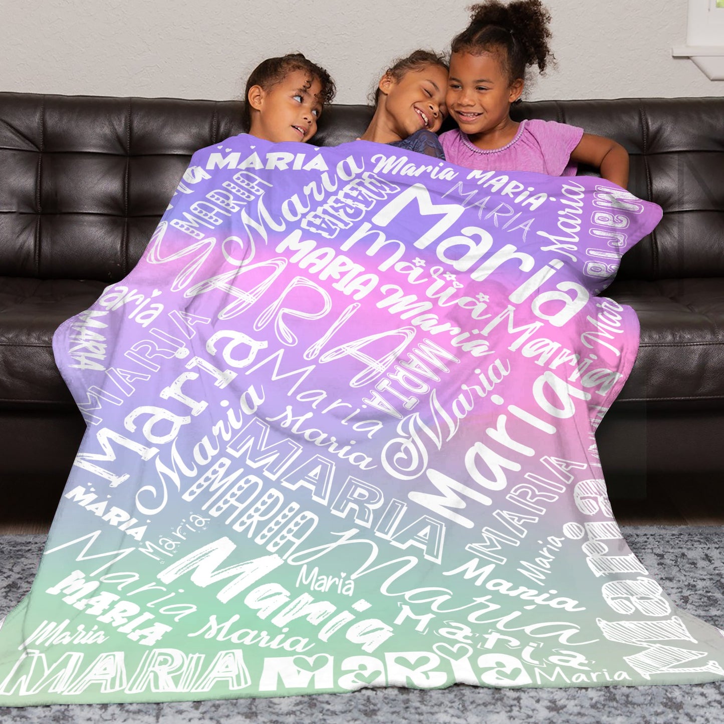 Gradient Flannel Blanket Name Blanket Personalized Blanket for Adult Kids Flannel Customize Throw Blanket Custom