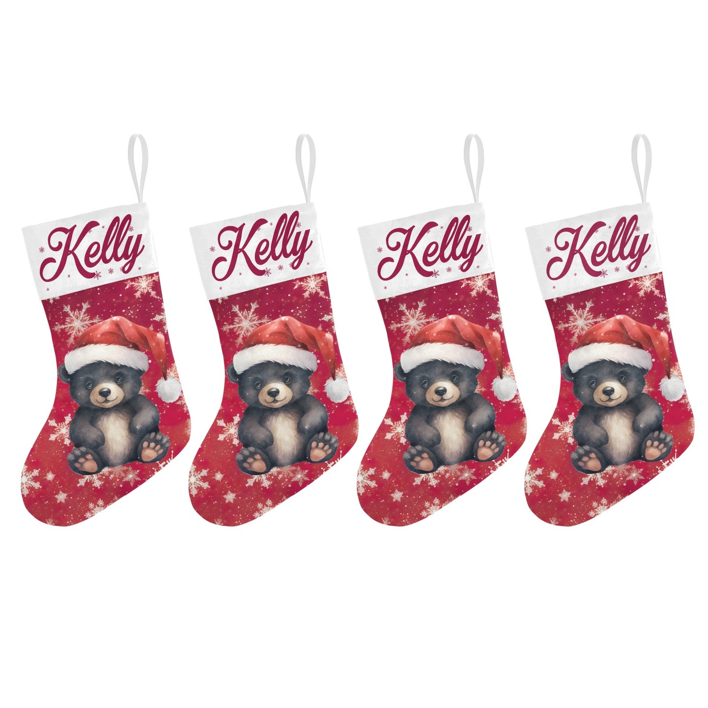 Black Bear Christmas Stocking Custom Name Santa Socks Gift