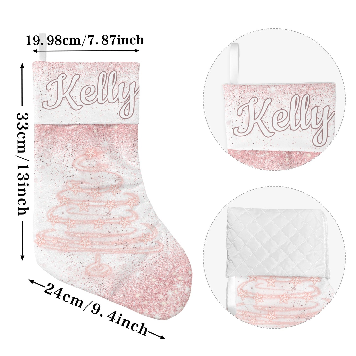 Snowflake Tree Christmas Stocking Custom Name Santa Socks Gift