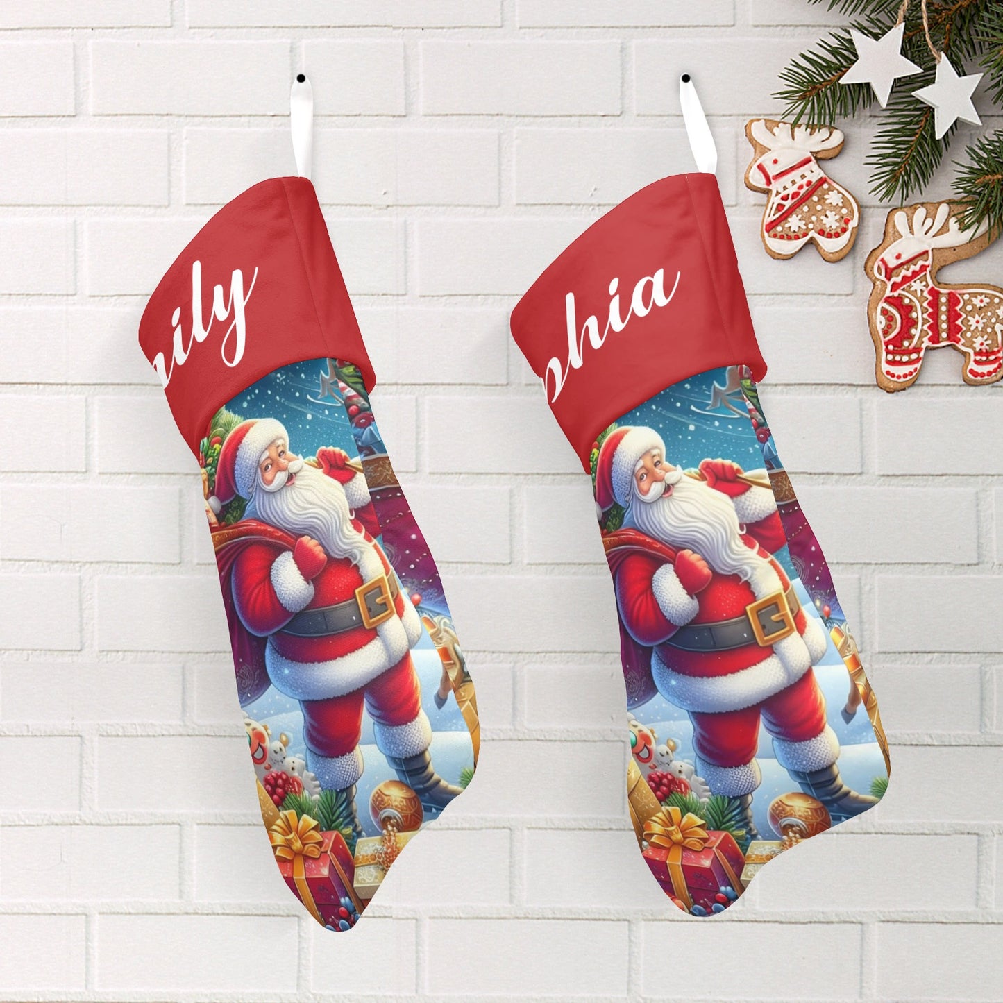 Santa Claus Christmas Stocking Custom Name Christmas Socks Gift