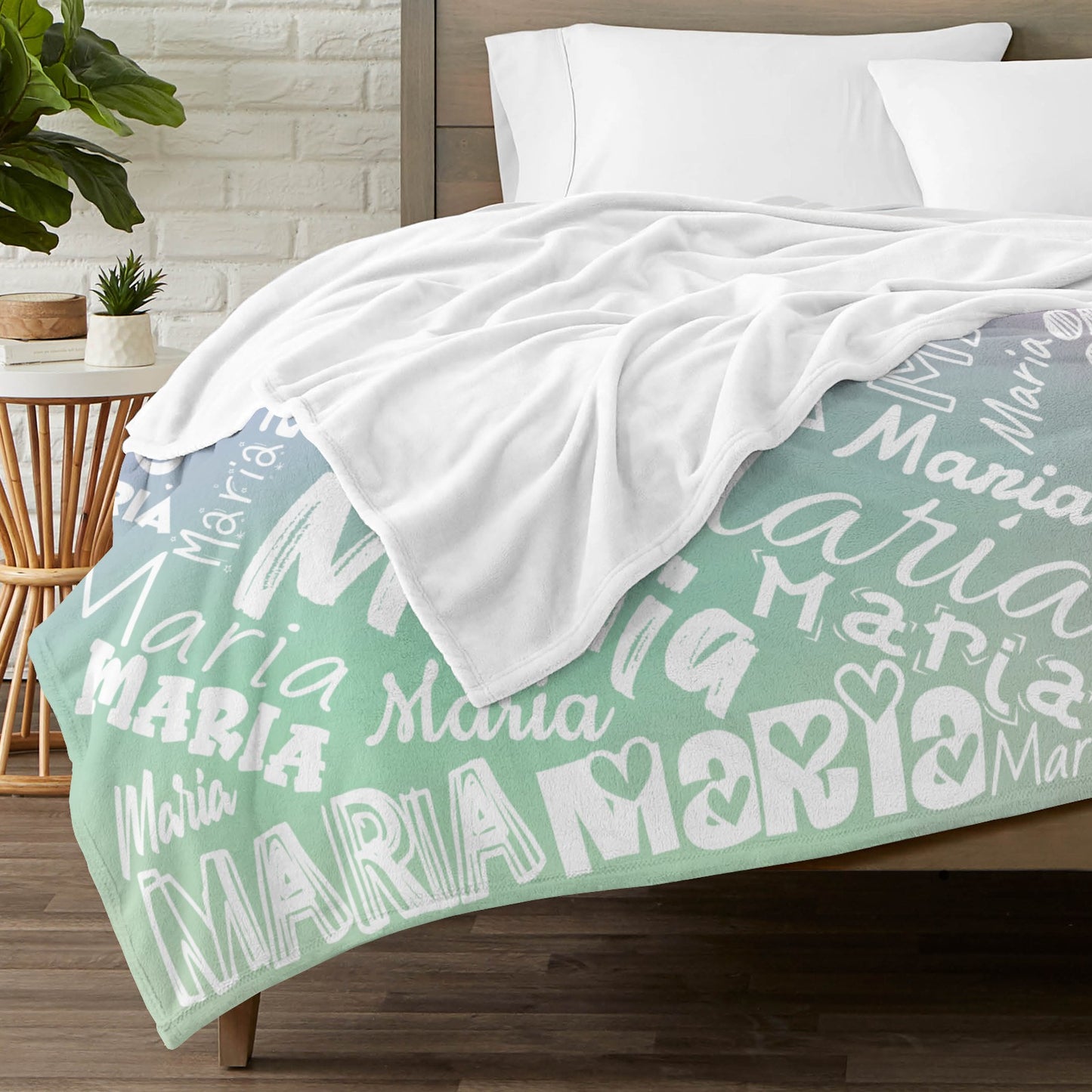 Gradient Flannel Blanket Name Blanket Personalized Blanket for Adult Kids Flannel Customize Throw Blanket Custom