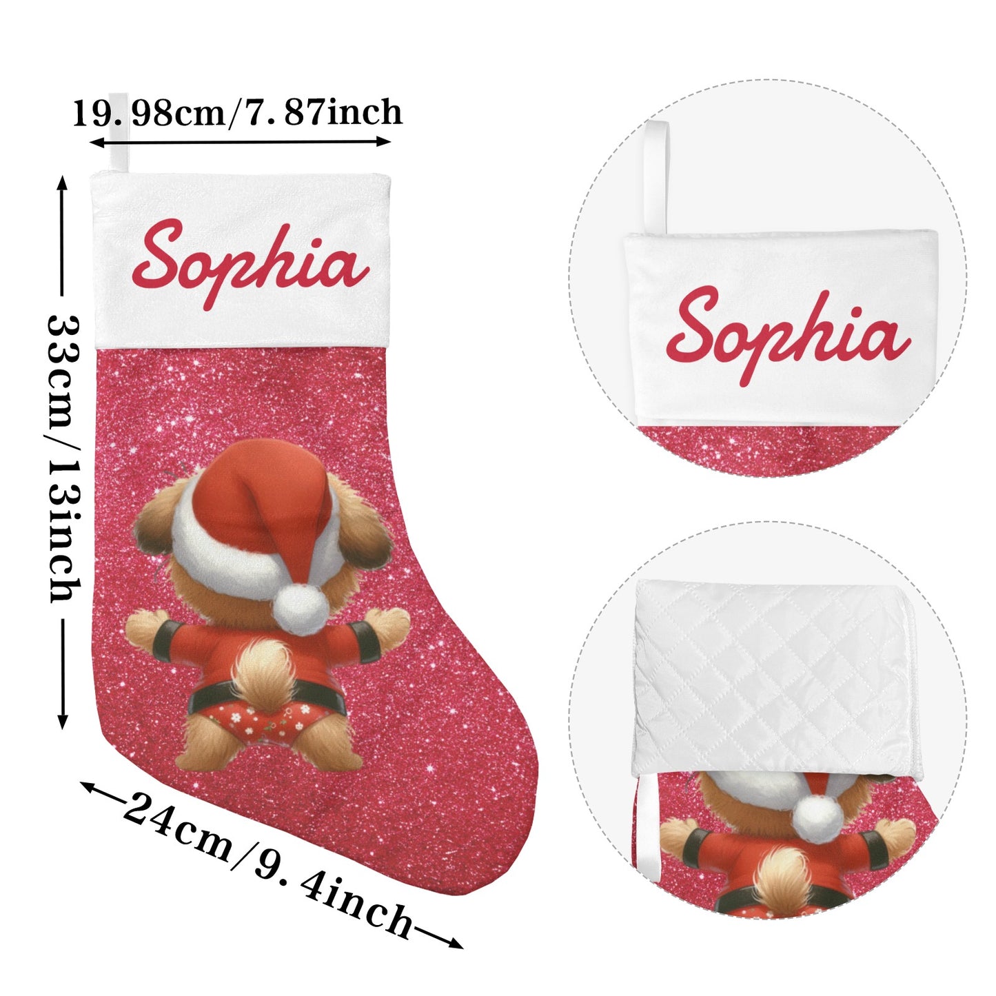 Dog Red Christmas Stocking Custom Name Santa Socks Gift