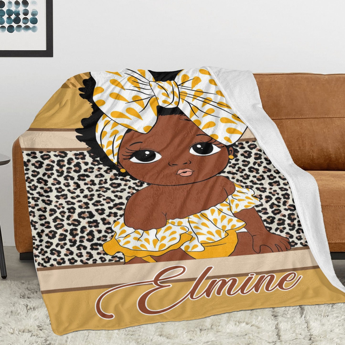Africa Girl Flannel Blanket Custom Name Blanket Gift for Men Women
