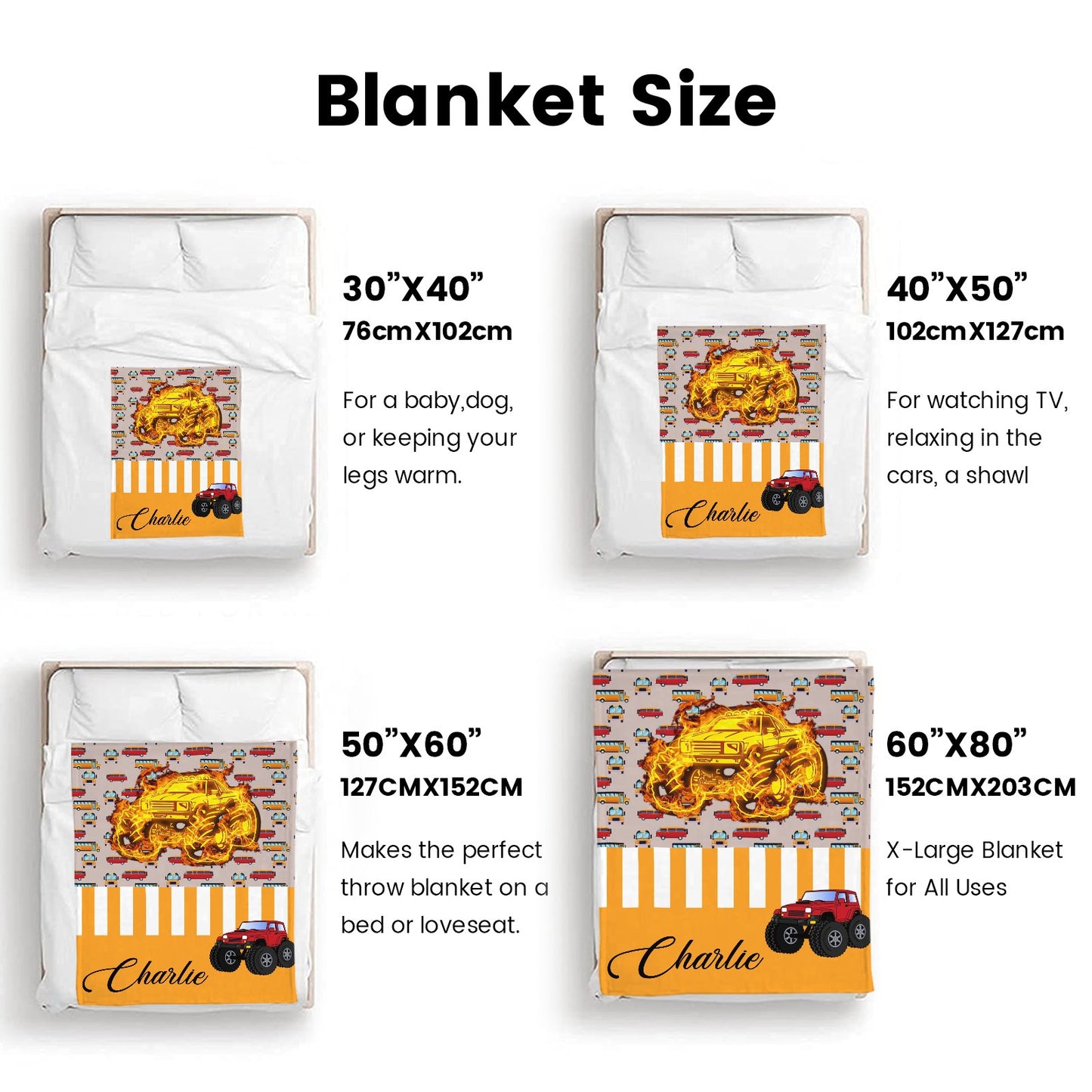 Red Truck Tractor Flannel Blanket Custom Name Blanket Gift for Men Women