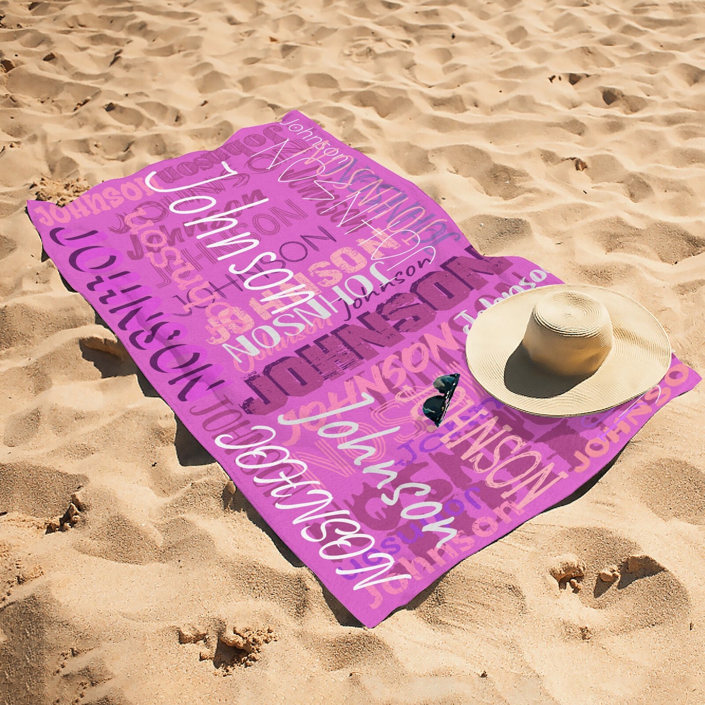 Light Purple Beach Towel Custom Cotton/Poly Blend Pool Towel - Blue - Personalize with Your Name - Standard Size