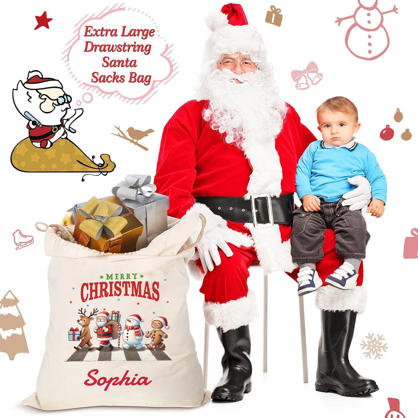 alphabet Christmas Gift Bag Personalized Christmas Wrapping Gift Bags