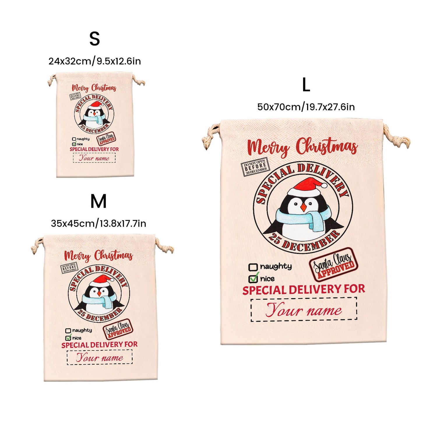 penguin Christmas Gift Bag Personalized Christmas Wrapping Gift Bags