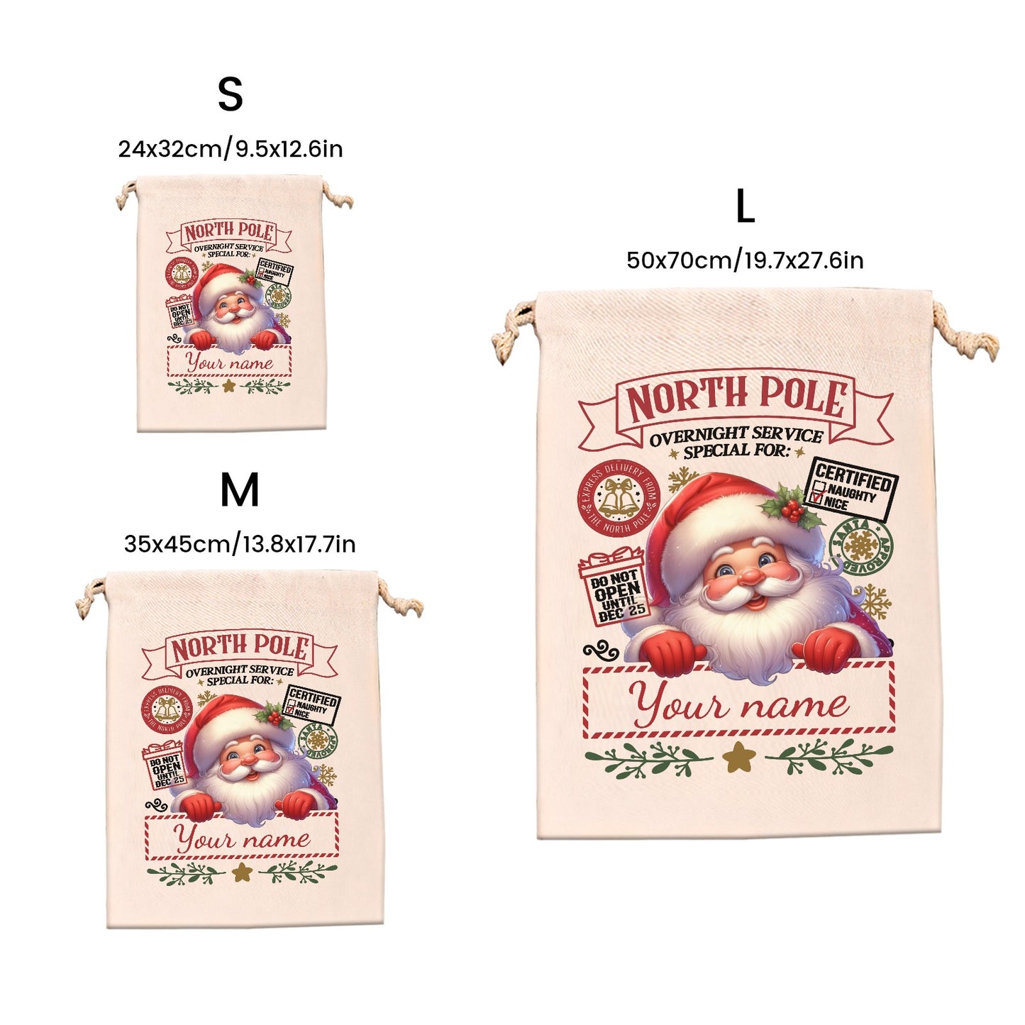Santa Christmas Gift Bag Personalized Christmas Wrapping Gift Bags
