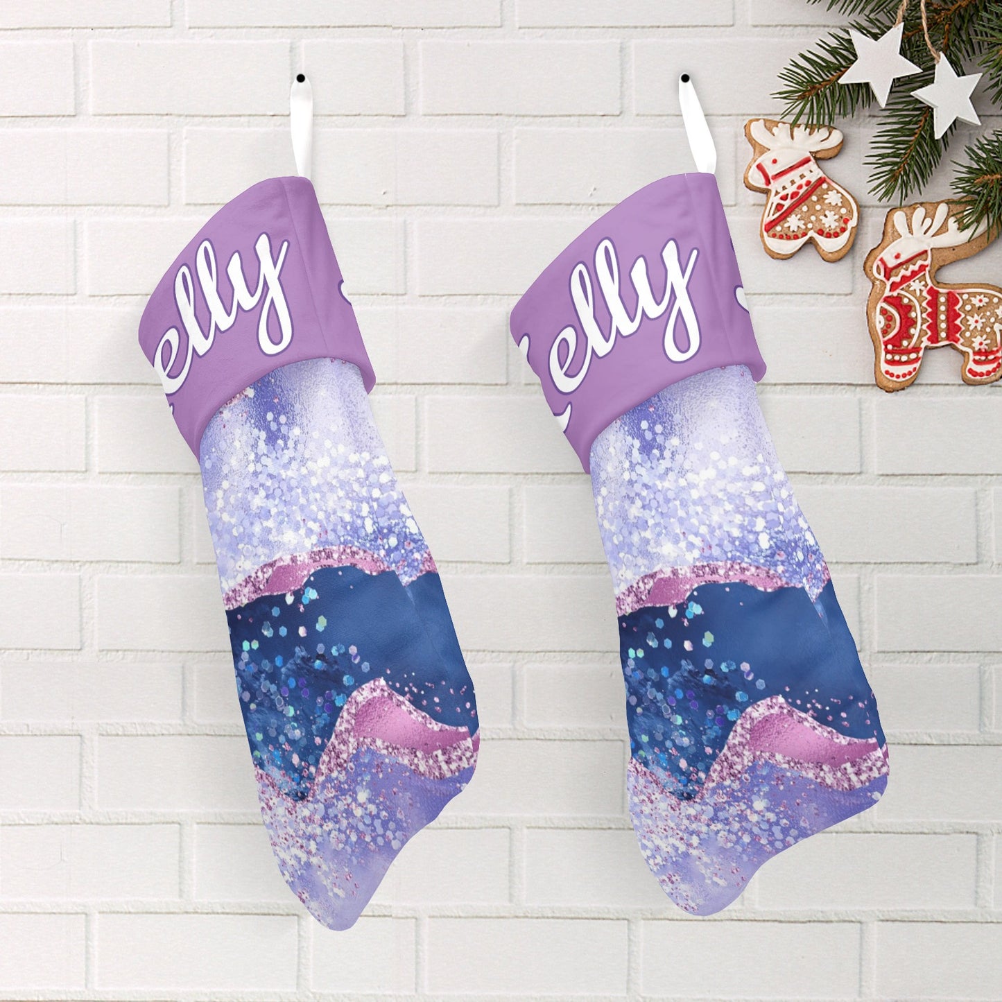 Purple Christmas Stocking Custom Name Santa Socks Gift