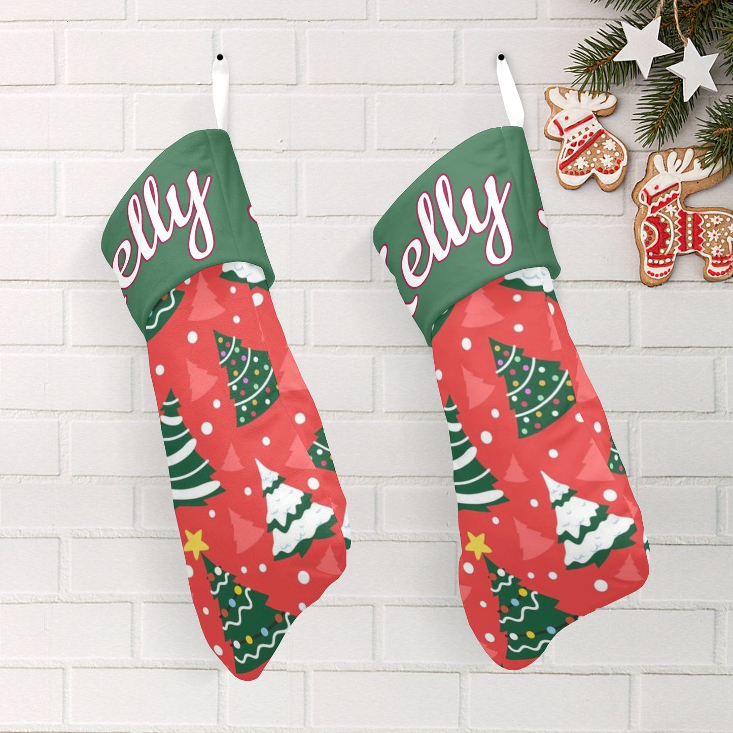 Christmas Tree Red Christmas Stocking Custom Name Santa Socks Gift