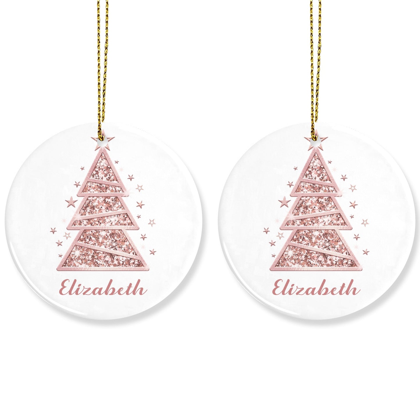 Christmas Tree Rose Gold Christmas Ornaments Custom Name Santa Gift