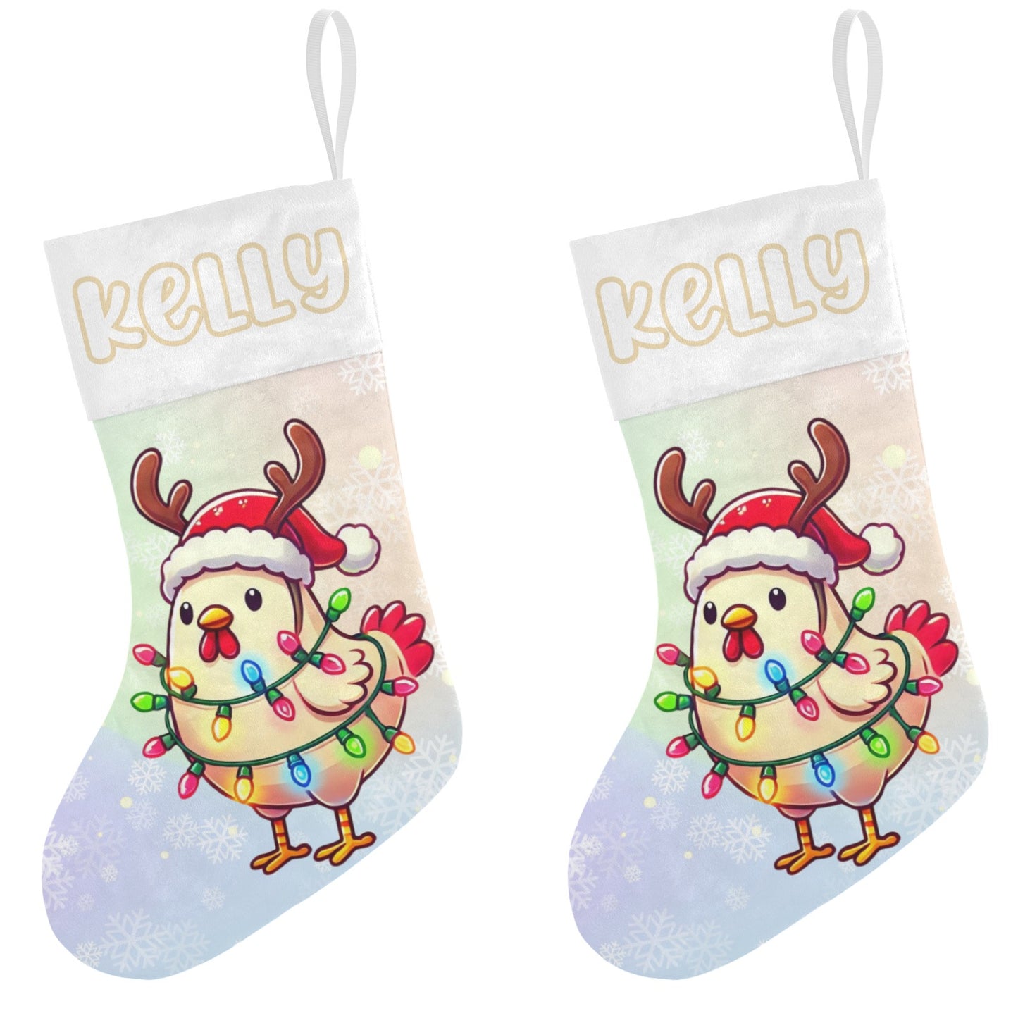 Chicken Christmas Stocking Custom Name Santa Socks Gift