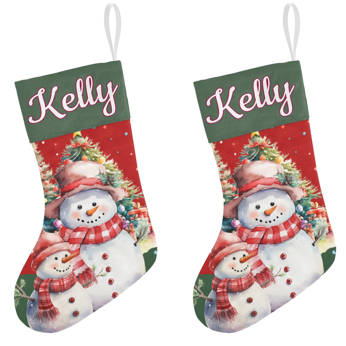 SNOWMAN Christmas Stocking Custom Name Santa Socks Gift