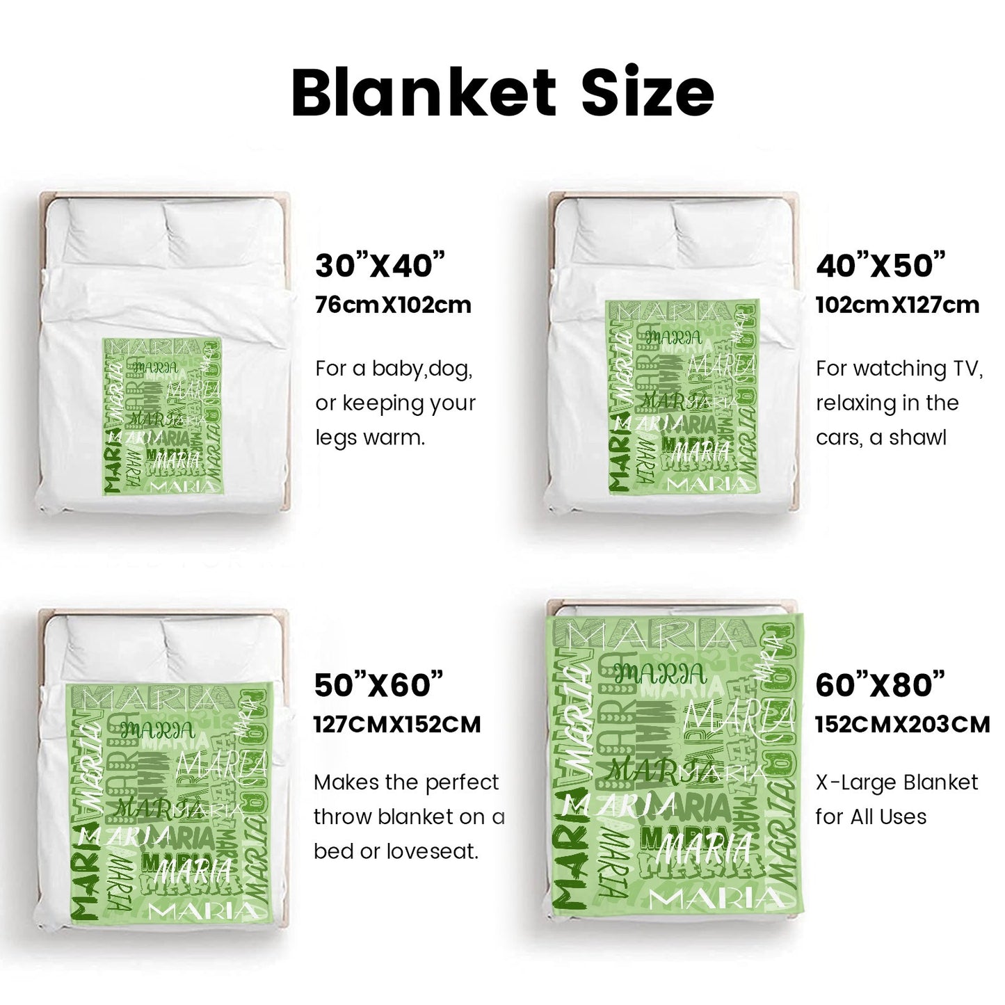 Green Flannel Blanket Name Blanket Personalized Blanket for Adult Kids Flannel Customize Throw Blanket Custom