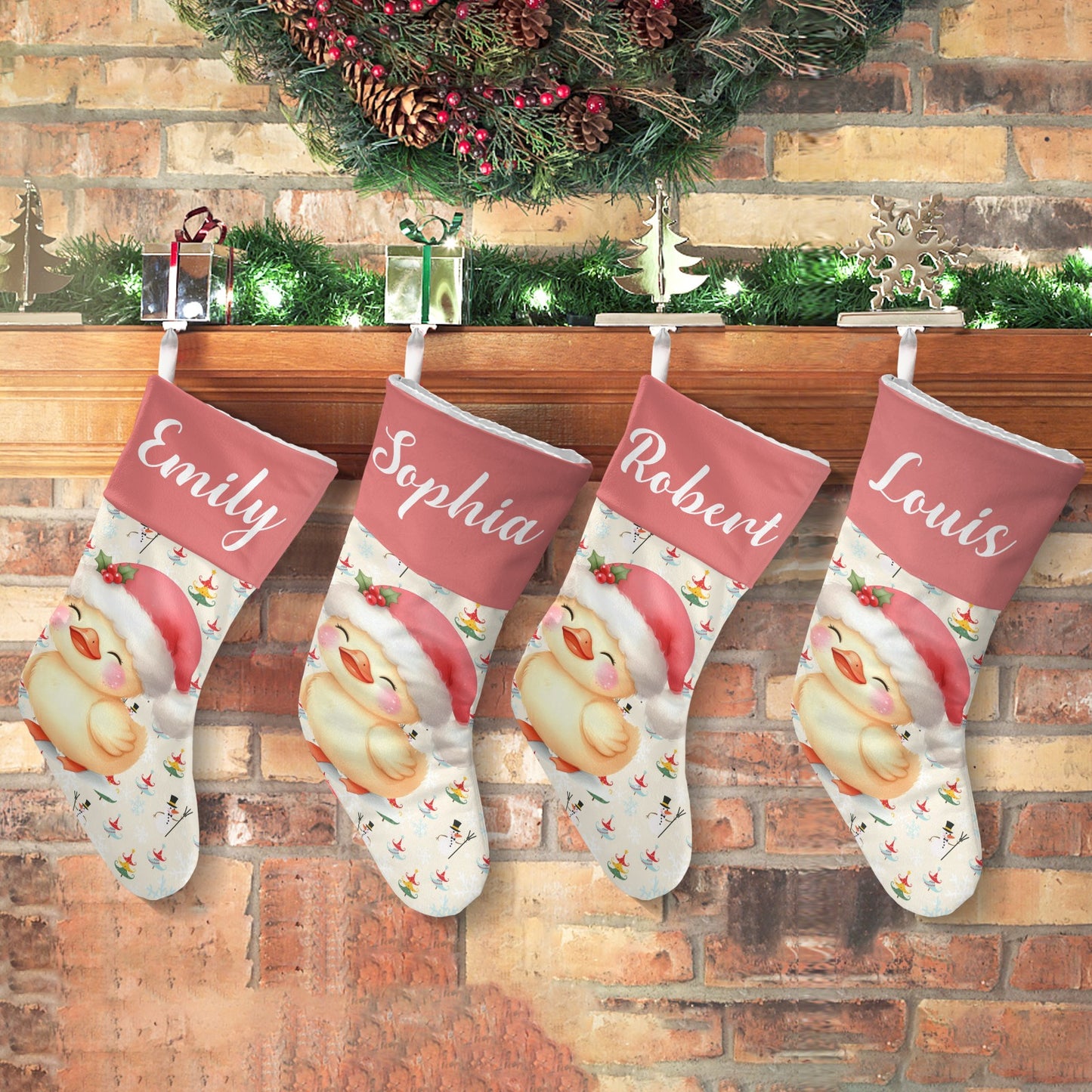 Christmas Duck Christmas Stocking Custom Name Christmas Socks Gift
