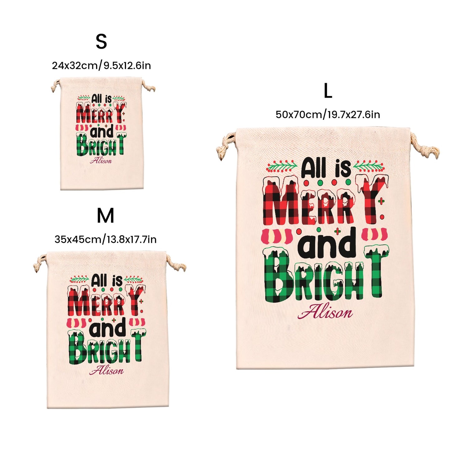 All-is-merry-and-Bright Christmas Gift Bag 2024 Christmas Best Gift for Children