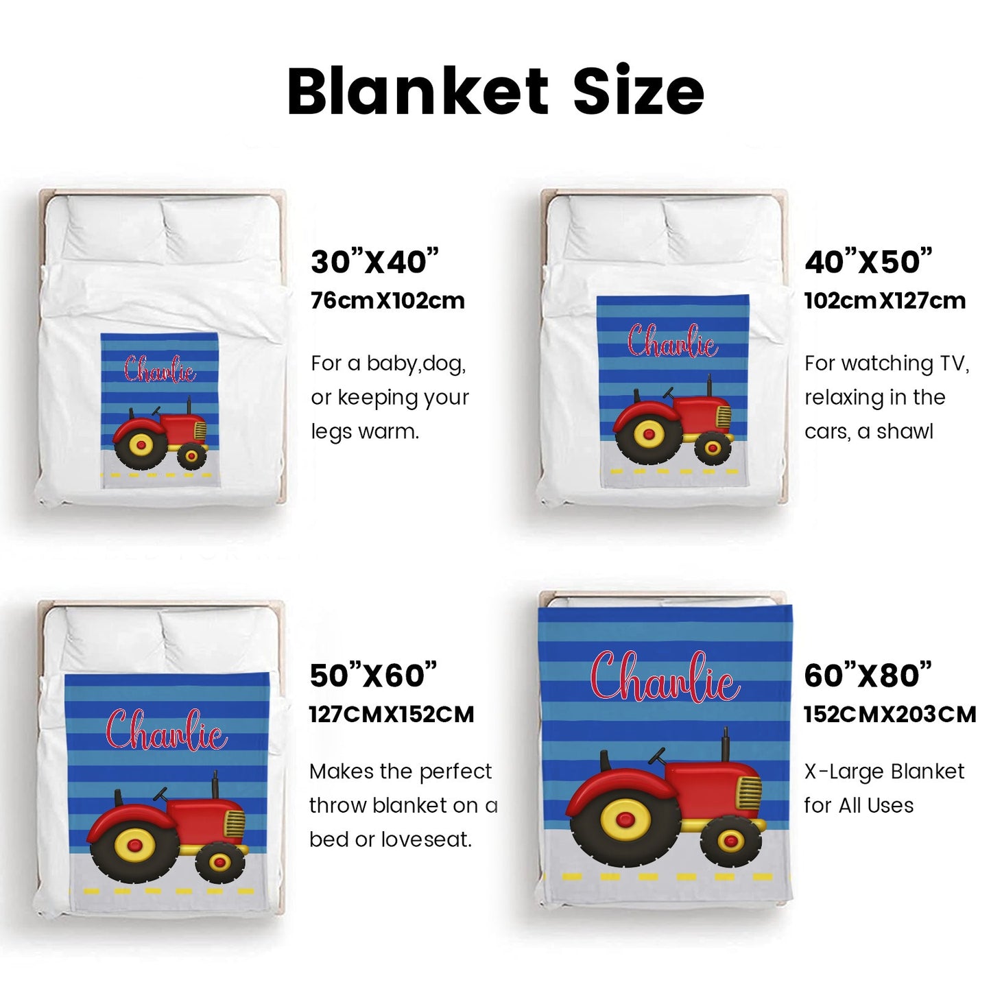 Truck Stripe Flannel Blanket Custom Name Blanket Gift for Men Women