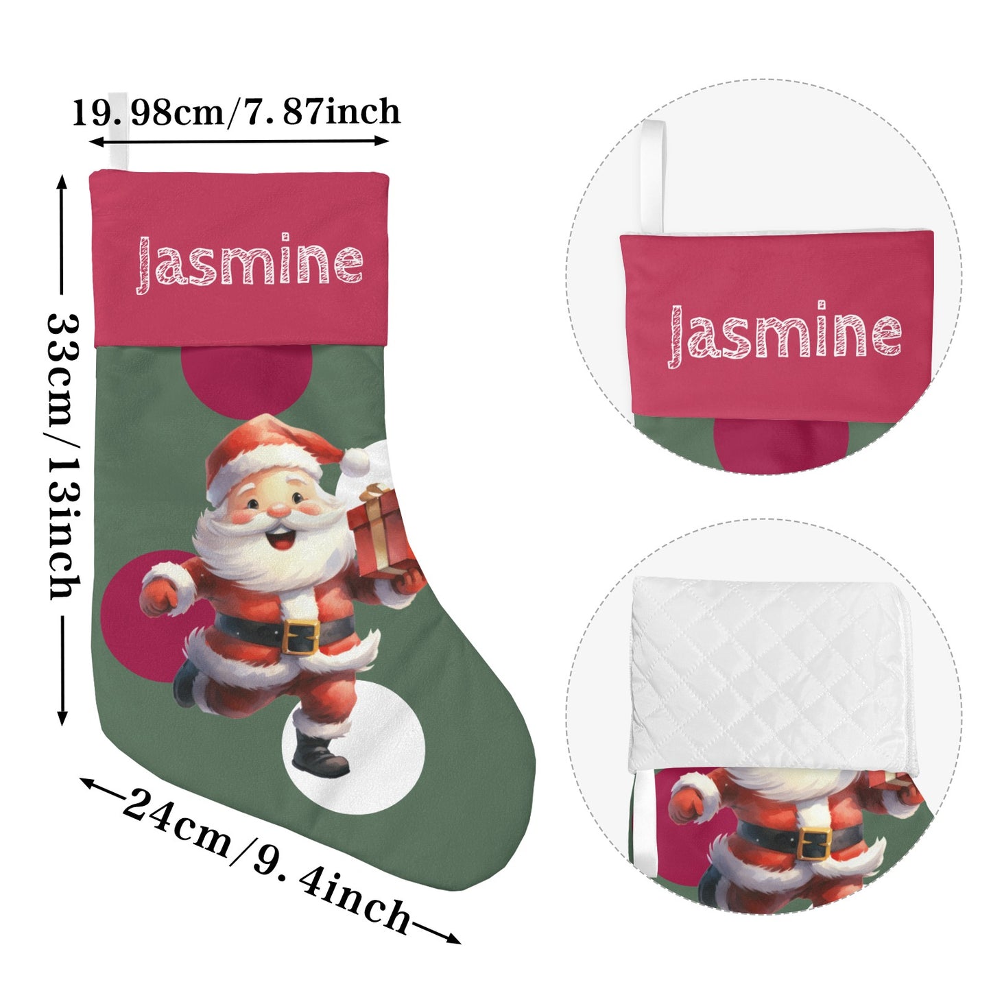 Tie Bow Santa Christmas Stocking Custom Name Santa Socks Gift