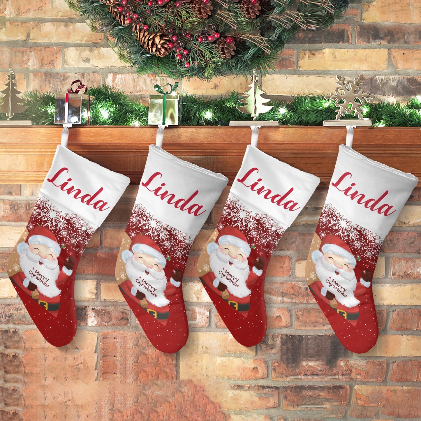 Santa Claus Christmas Stocking Custom Name Christmas Socks Gift