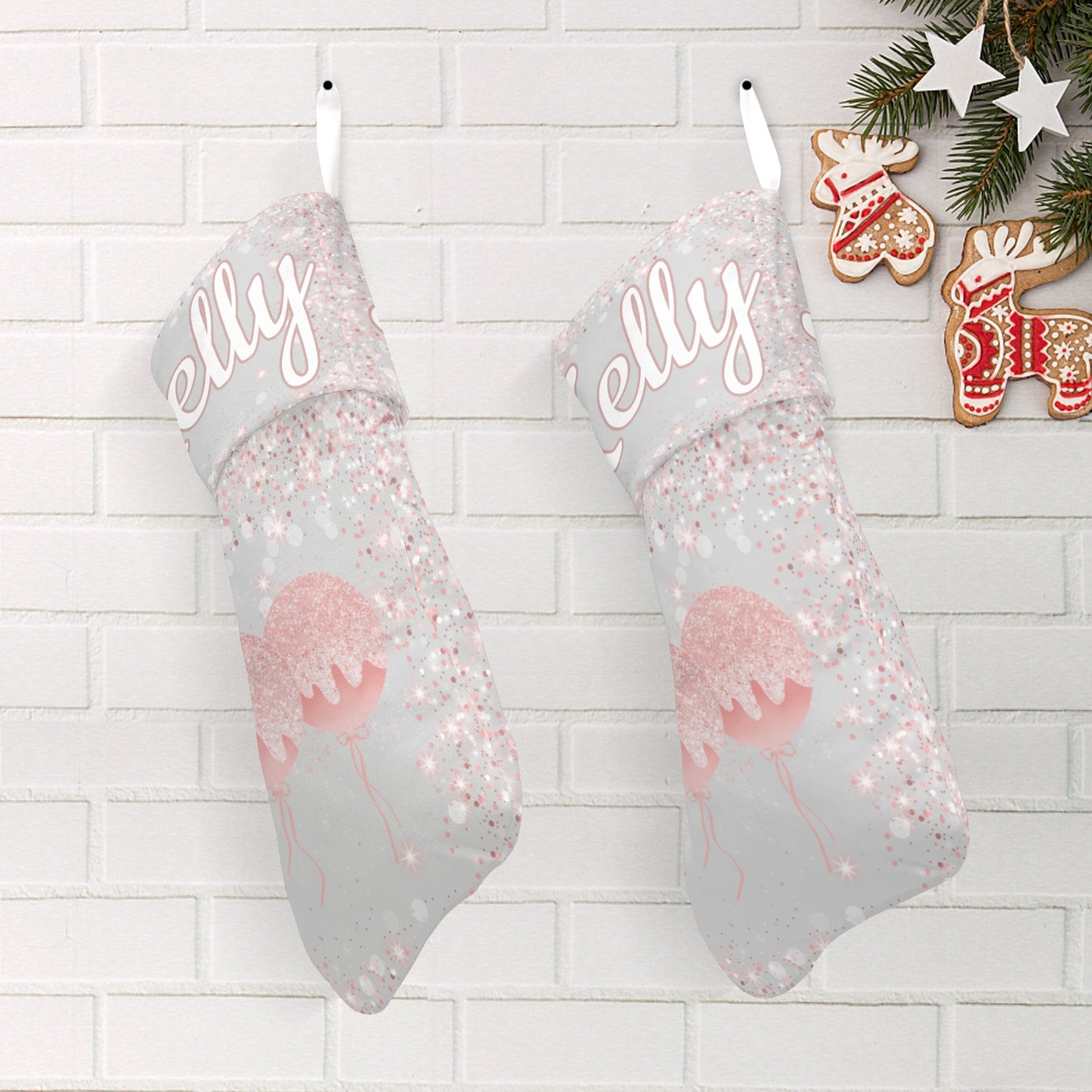 Sequin Christmas Stocking Custom Name Santa Socks Gift