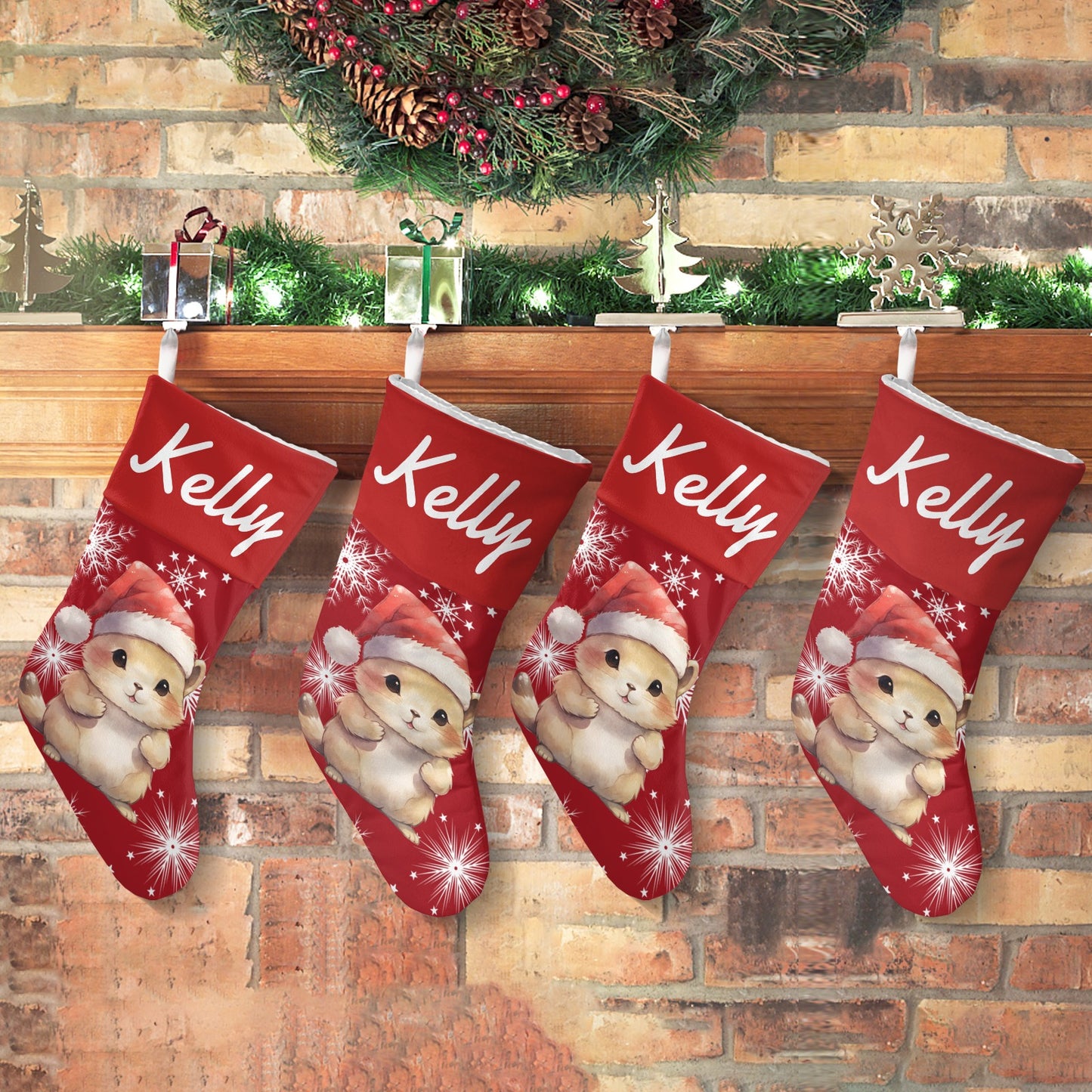 Red Hamster Christmas Stocking Custom Name Santa Socks Gift