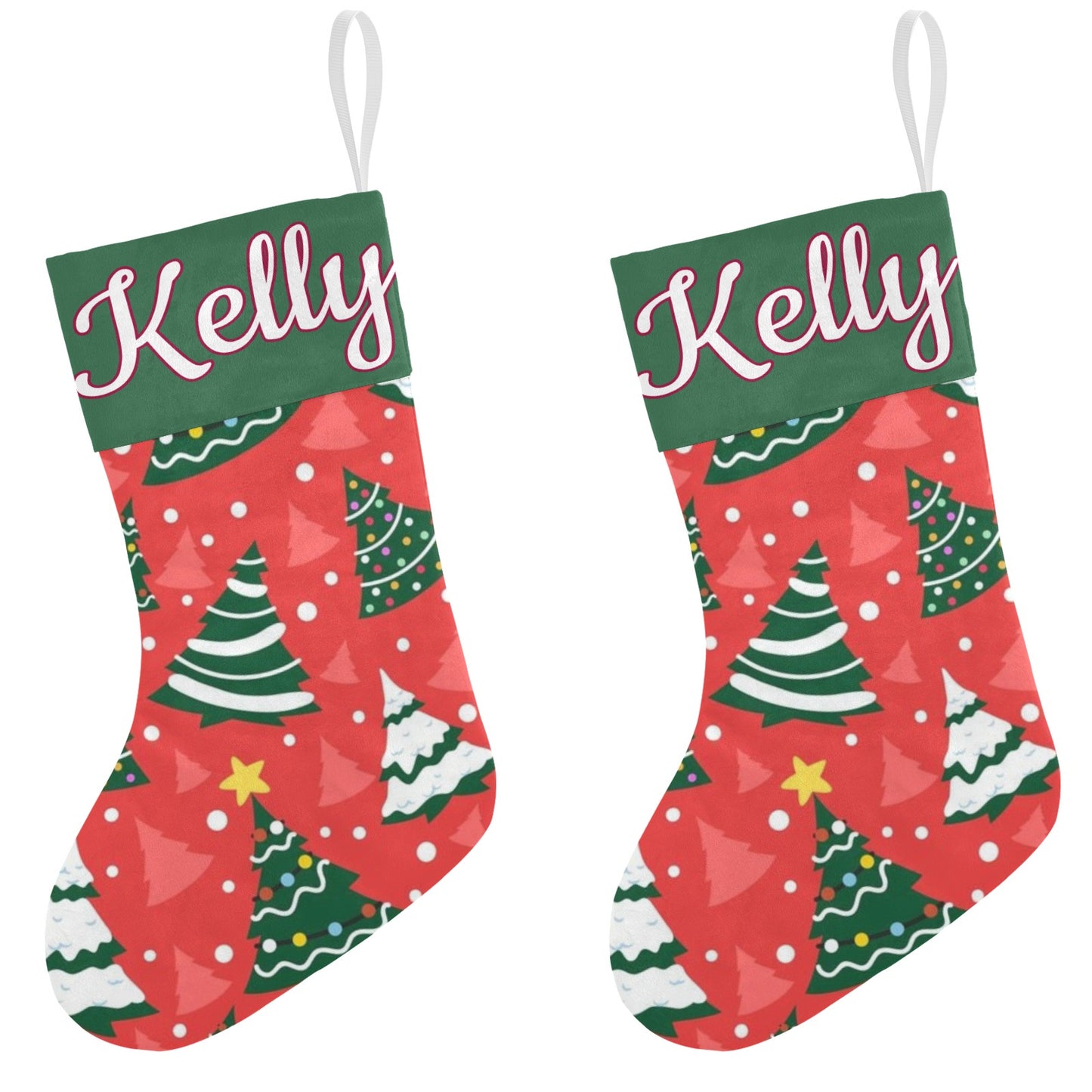 Christmas Tree Red Christmas Stocking Custom Name Santa Socks Gift