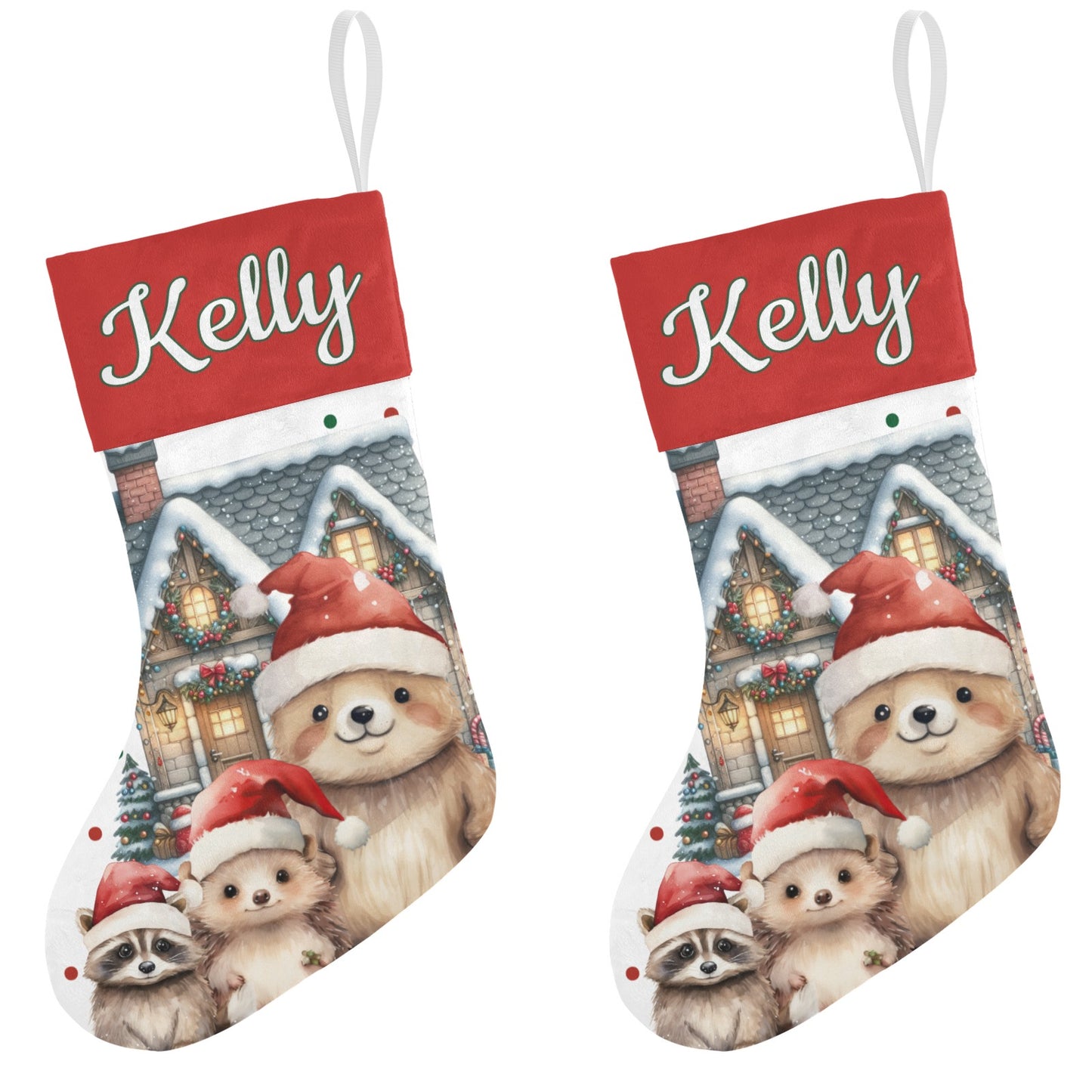 Hedgehog Christmas Stocking Custom Name Santa Socks Gift