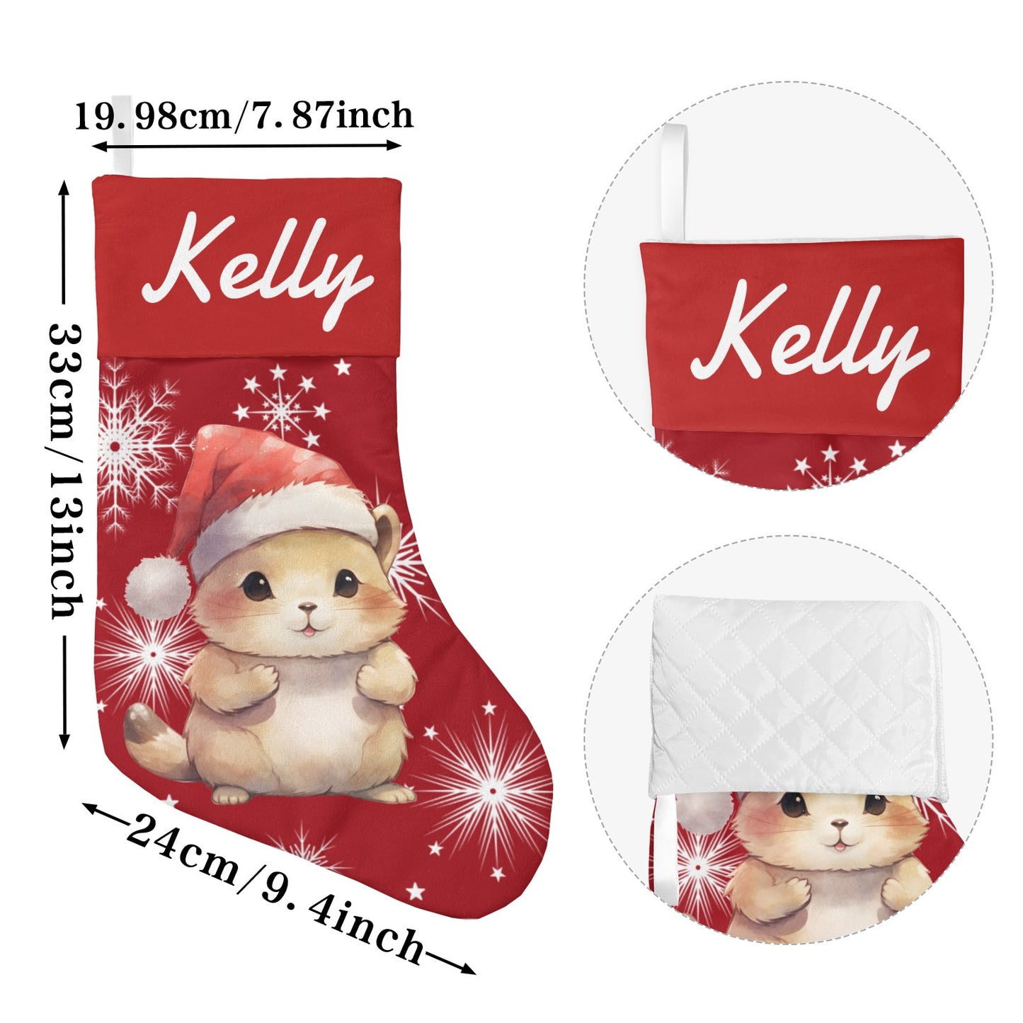 Red Hamster Christmas Stocking Custom Name Santa Socks Gift