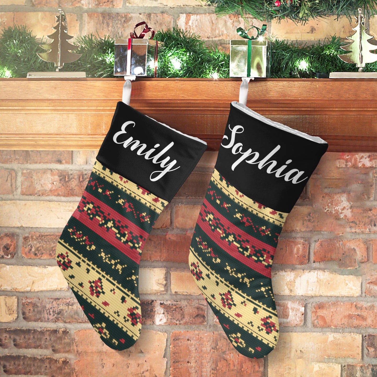Black Christmas Stocking Custom Name Christmas Socks Gift