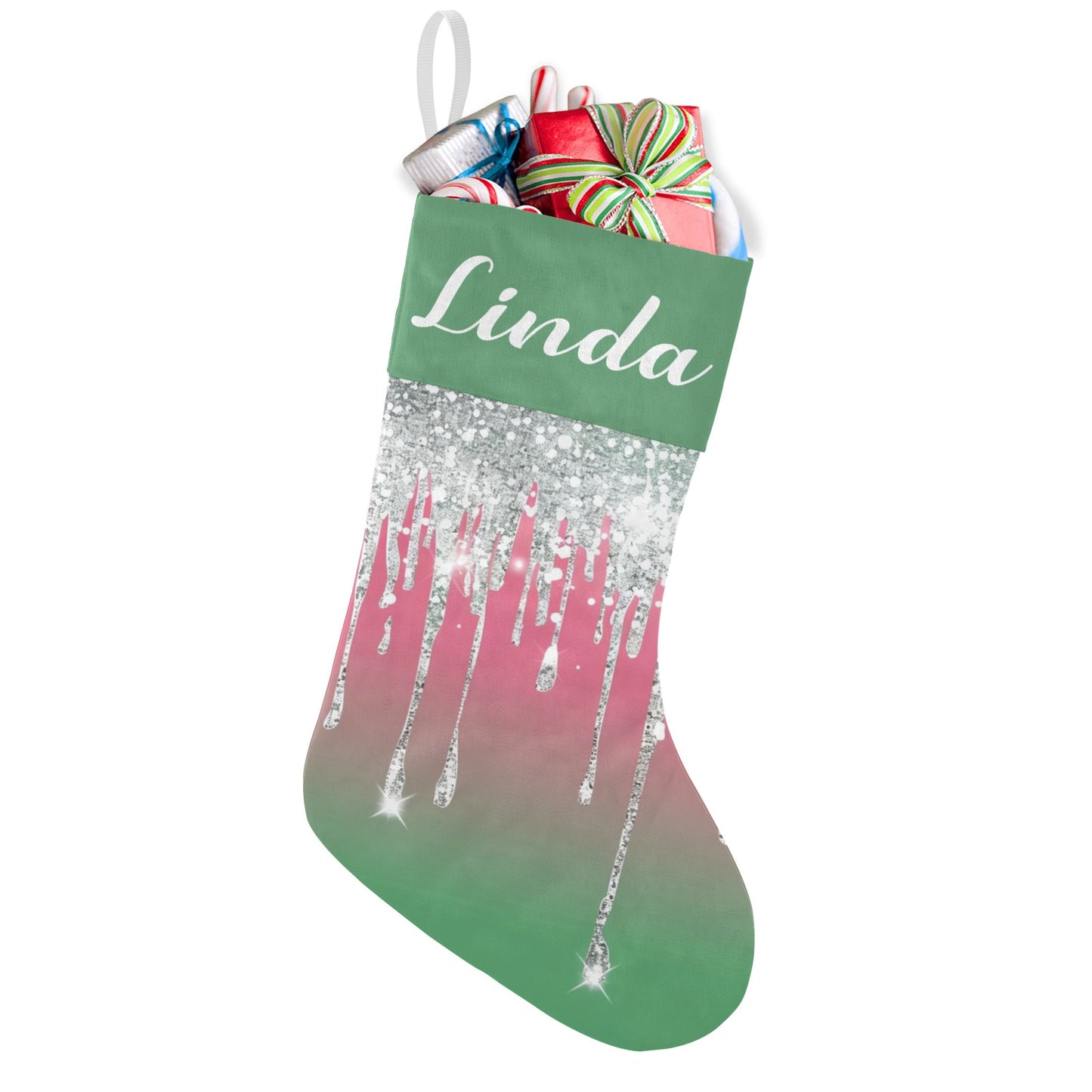Green Christmas Stocking Custom Name Christmas Socks Gift