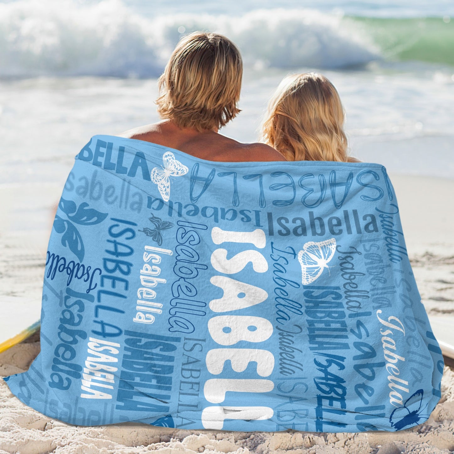 Blue Flannel Blanket Name Blanket Personalized Blanket for Adult Kids Flannel Customize Throw Blanket Custom