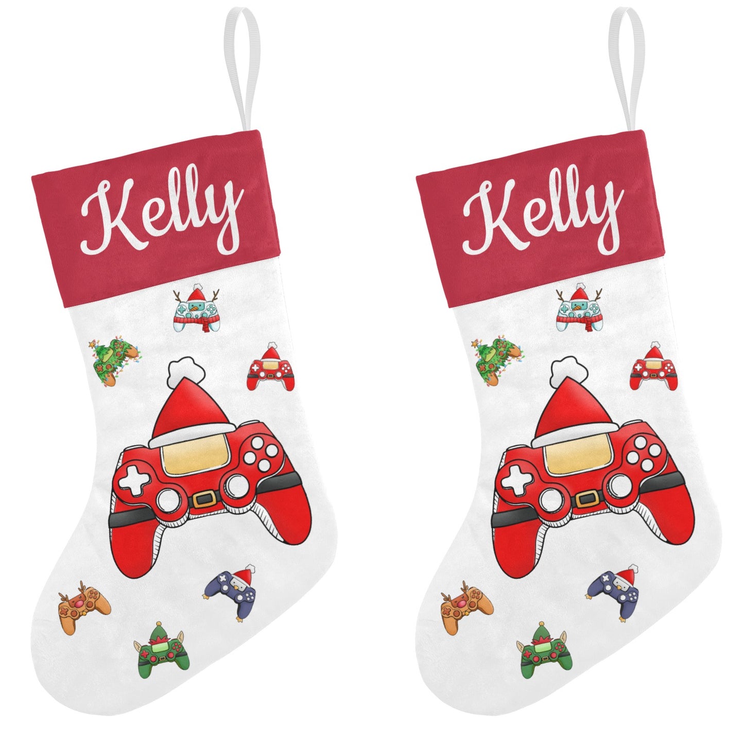 Games Console Christmas Stocking Custom Name Santa Socks Gift