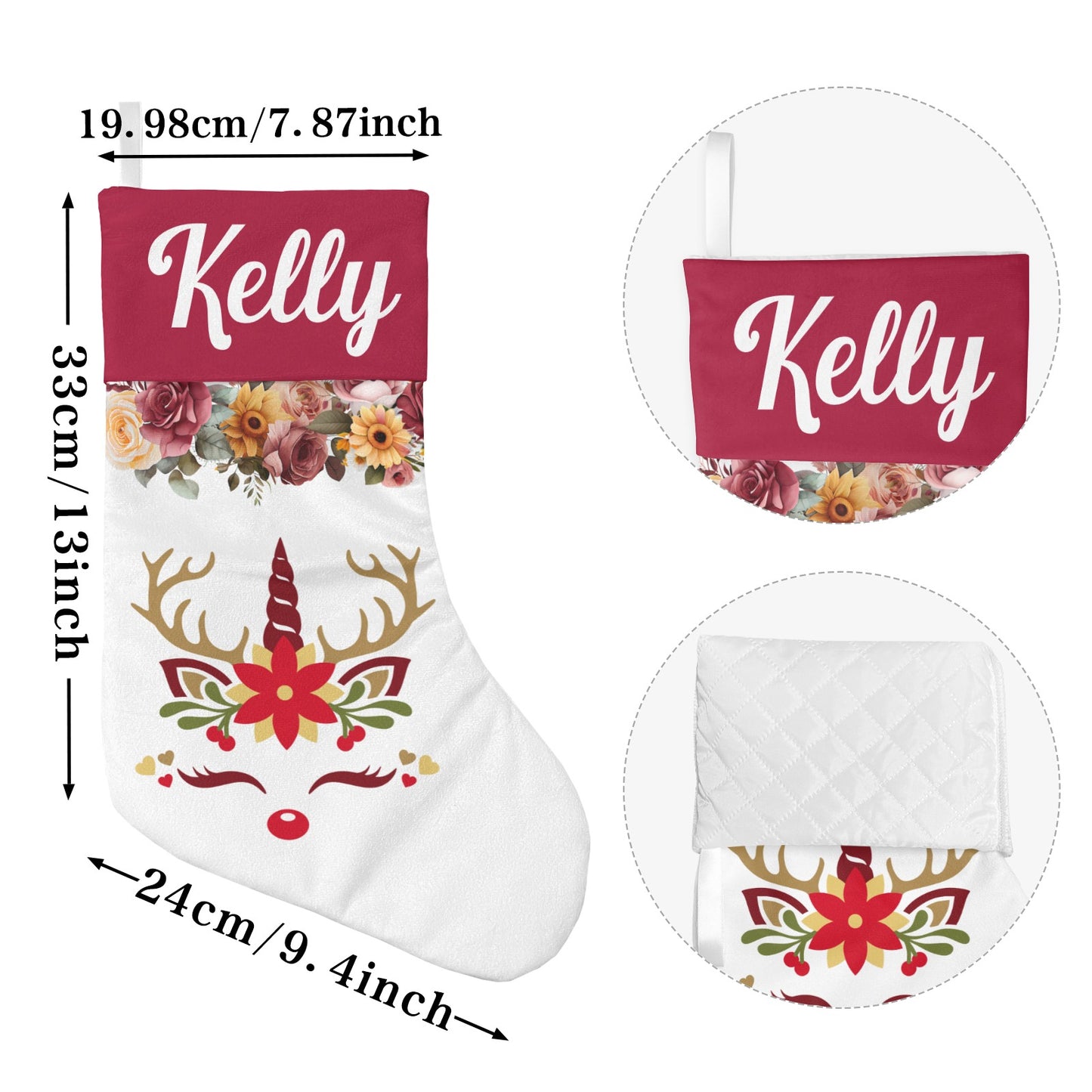Unicorn Christmas Stocking Custom Name Santa Socks Gift