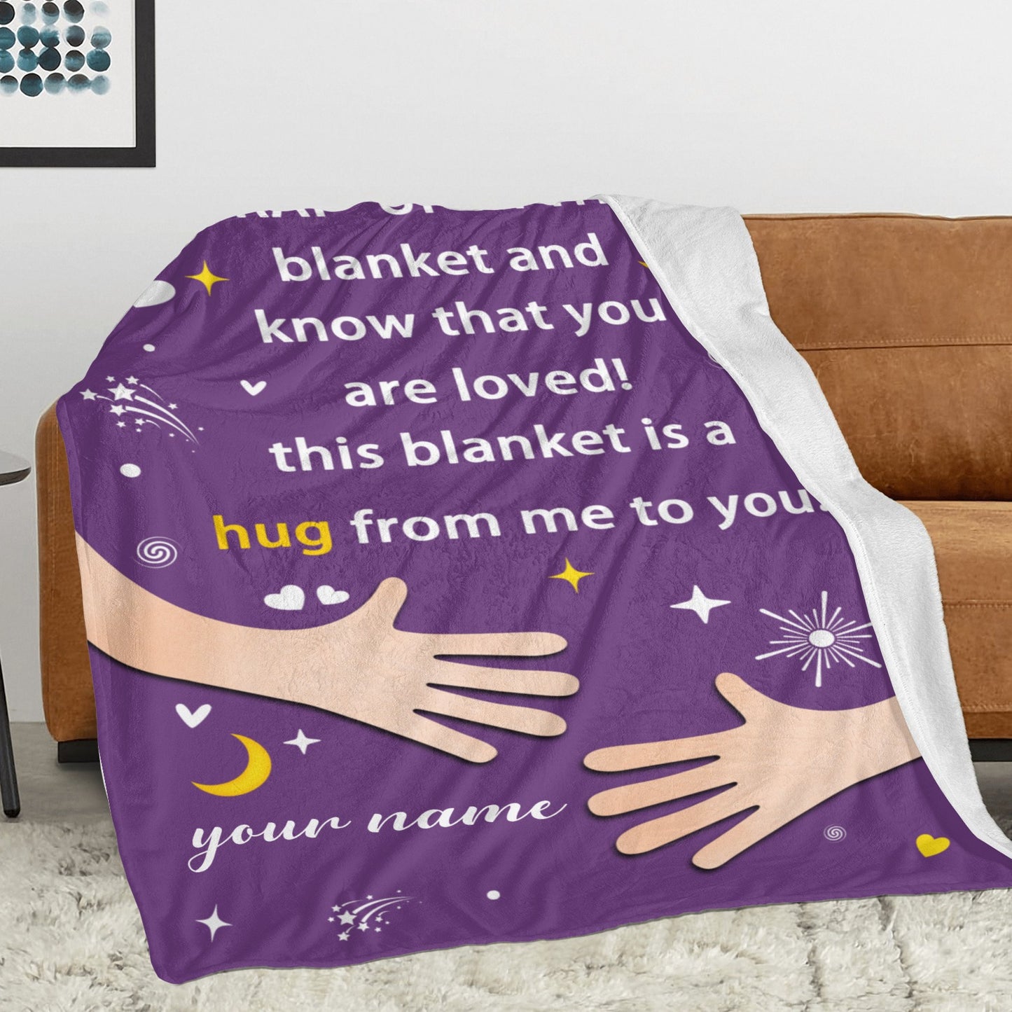Purple Flannel Blanket Custom Name Blanket Gift for Men Women