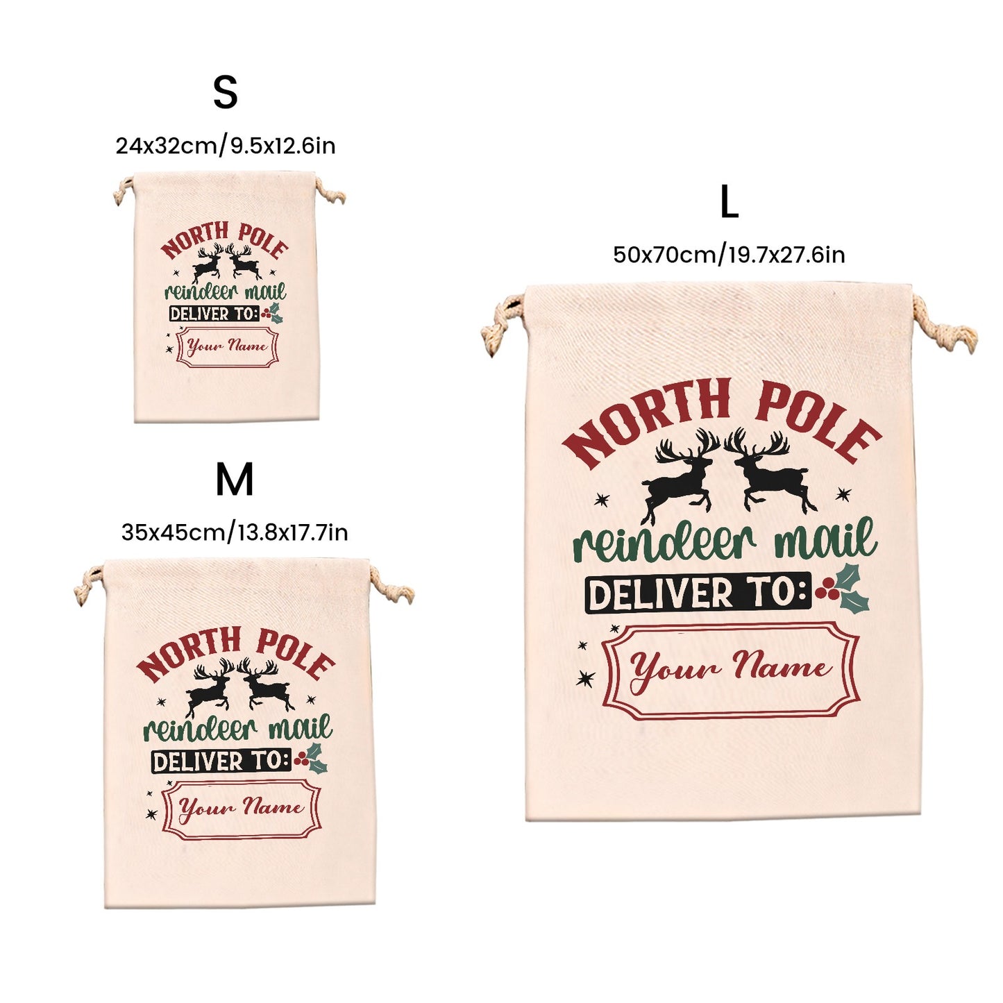 Christmas Reindeer Christmas Gift Bag Custom Santa Gift Bags your Name