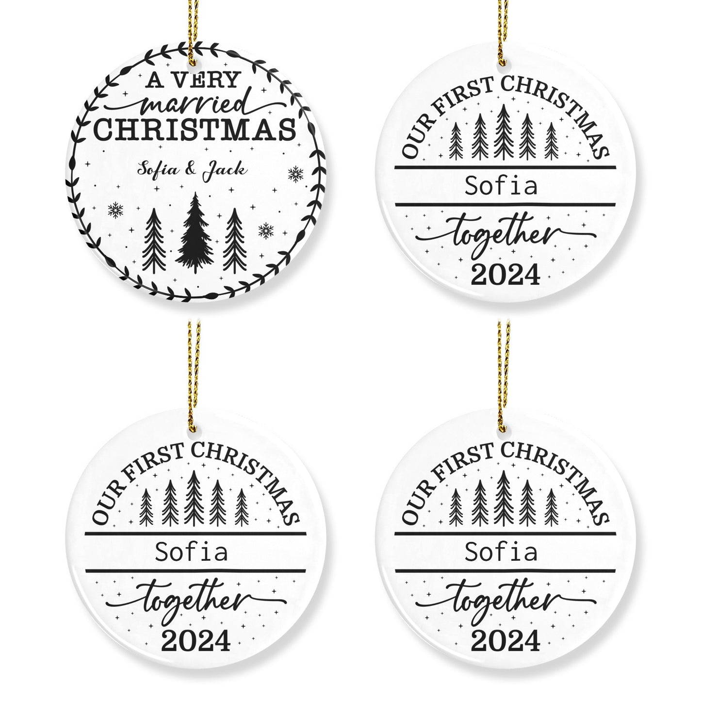 Married Christmas Christmas Ornaments Custom Name Santa Gift