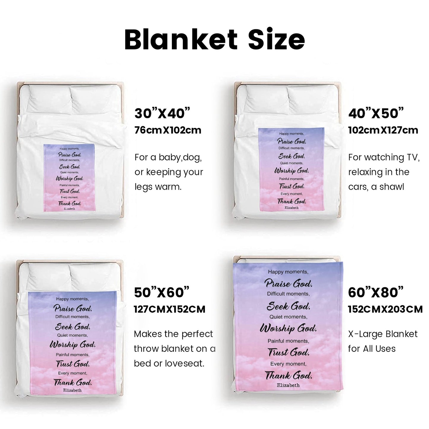 Praise God Flannel Blanket Custom Name Blanket Gift for Men Women